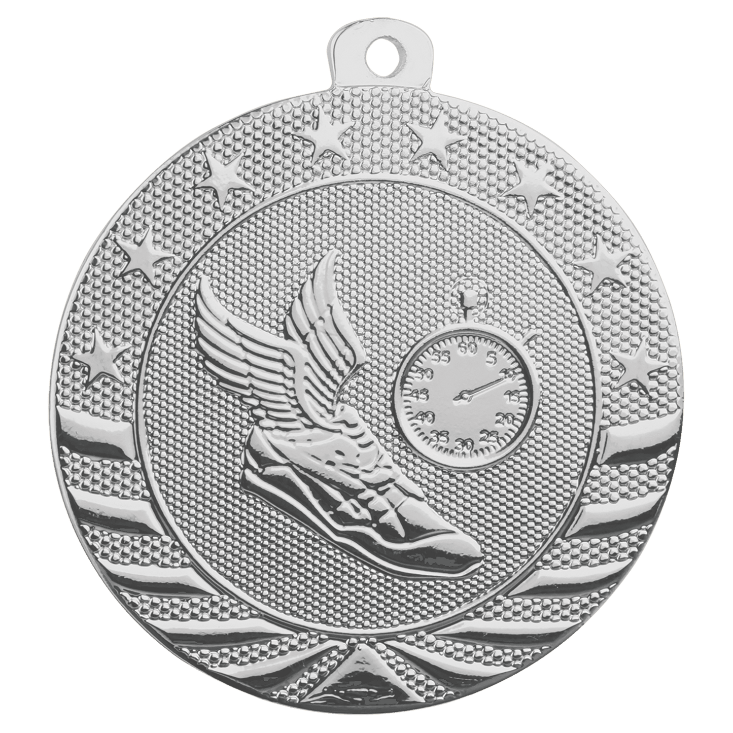 Bright Silver 2" Track Starbrite Medal
