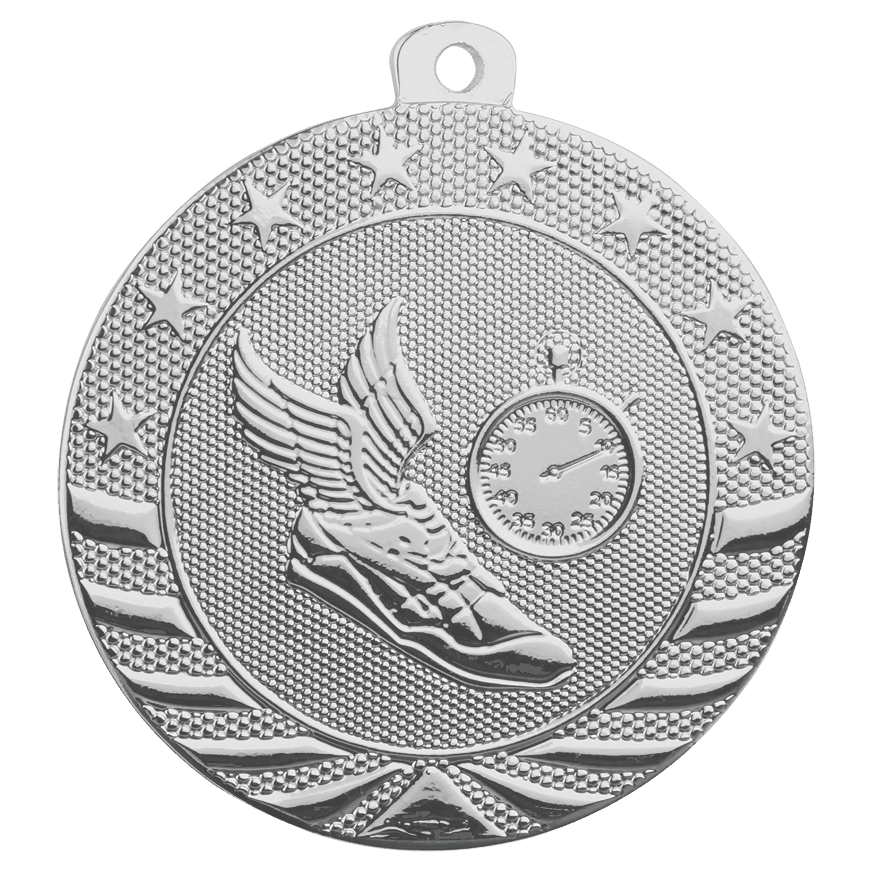 Bright Silver 2" Track Starbrite Medal