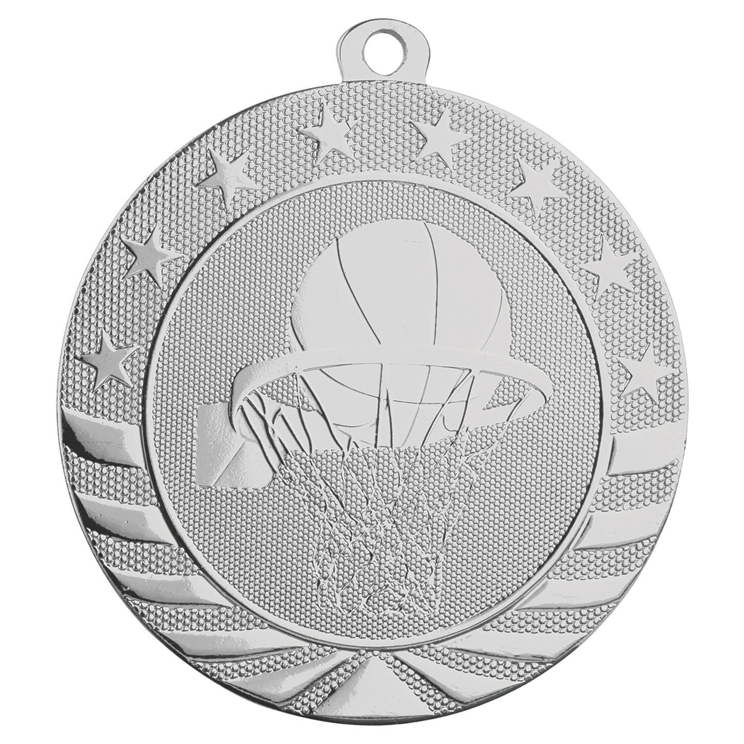 Bright Silver 2 3/4" Basketball Starbrite Medal