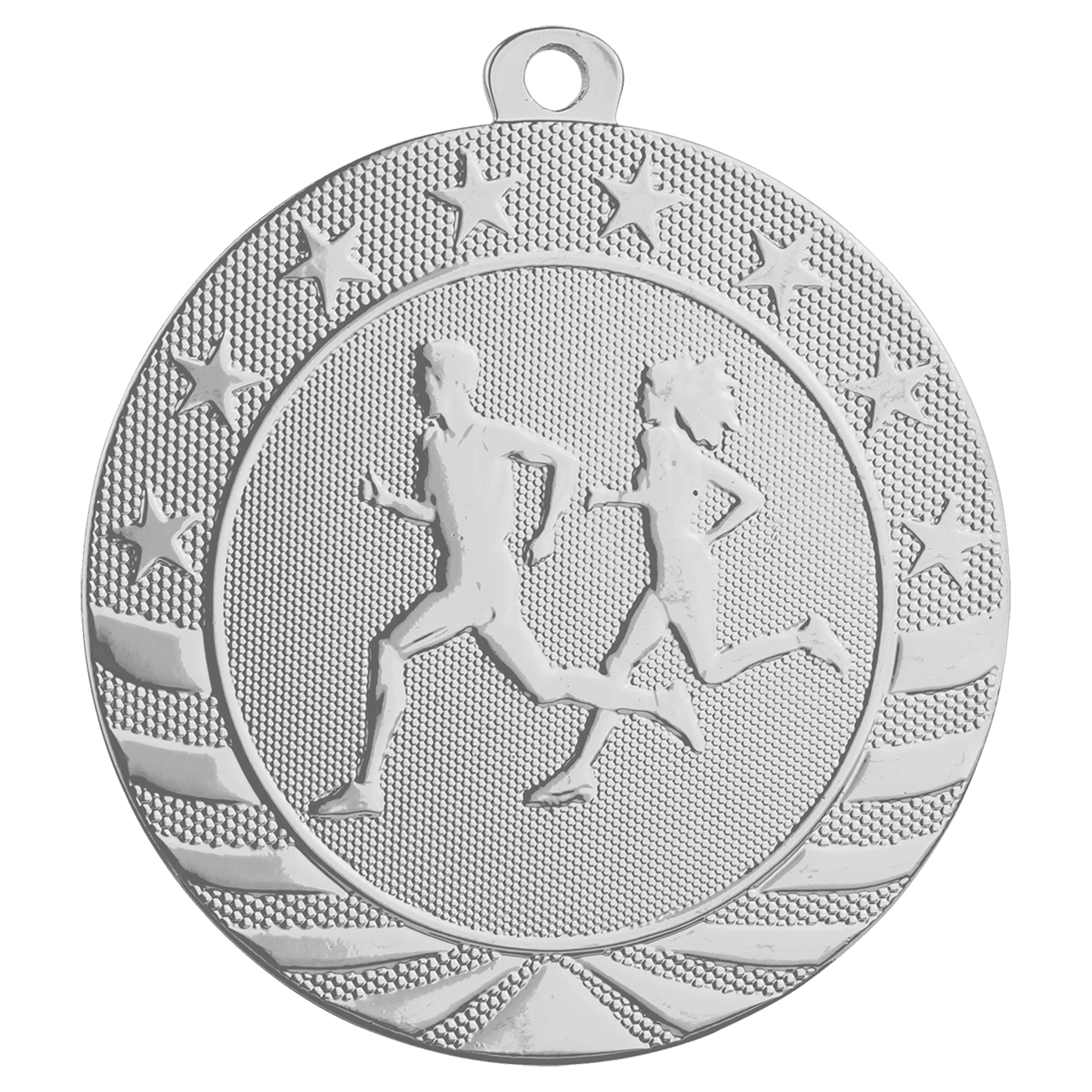 Bright Silver 2 3/4" Cross Country Starbrite Medal