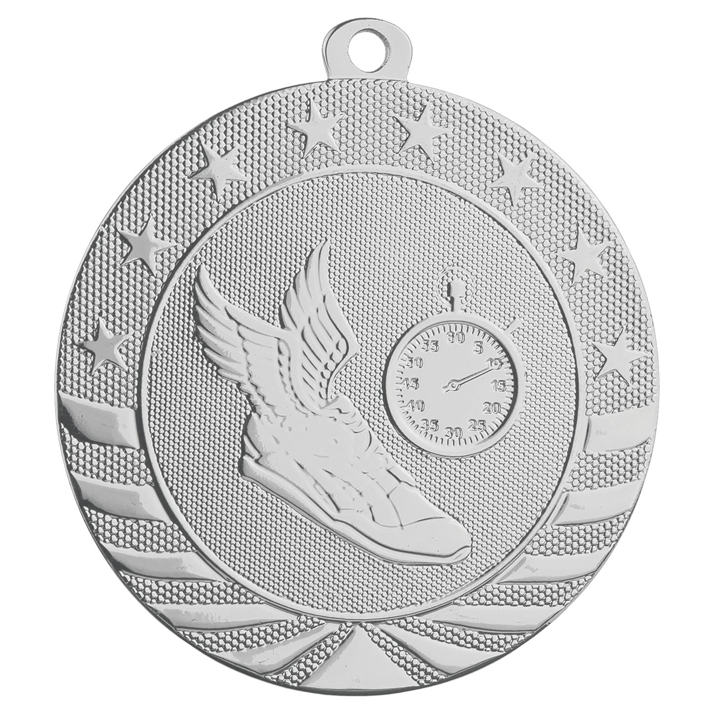 Bright Silver 2 3/4" Track Starbrite Medal