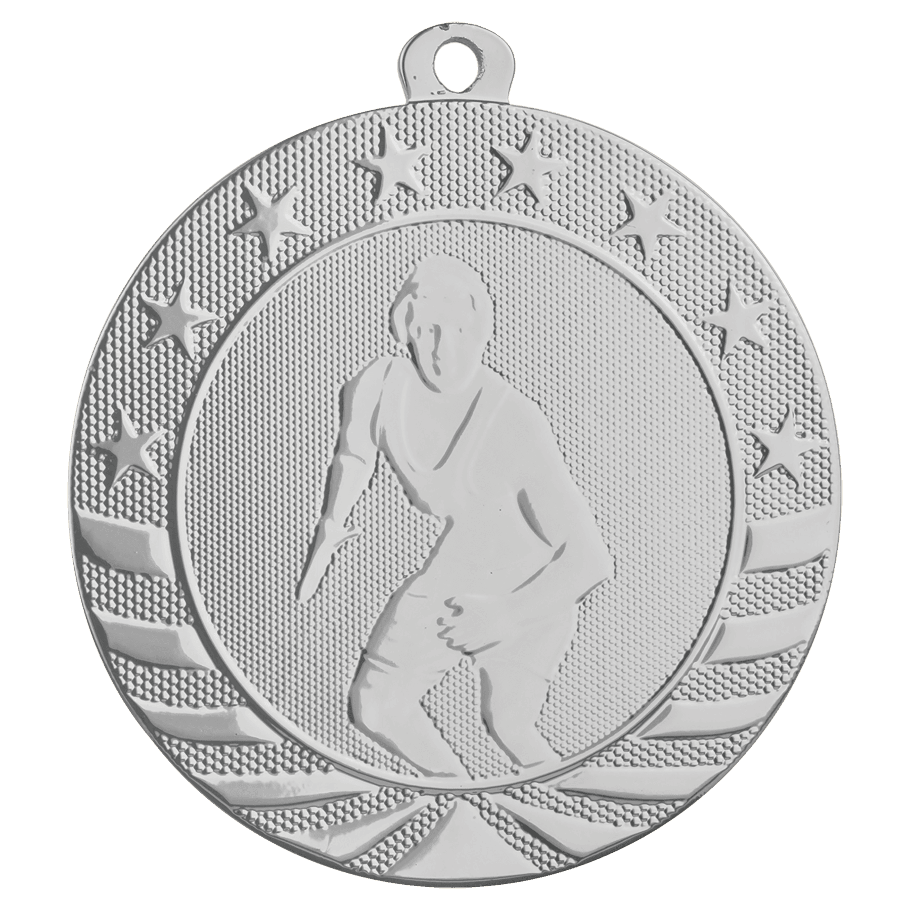 Bright Silver 2 3/4" Wrestling Starbrite Medal