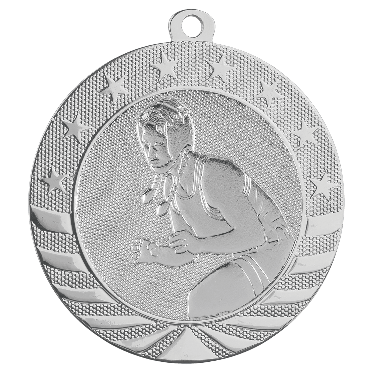 Bright Silver 2 3/4" Female Wrestling Starbrite Medal