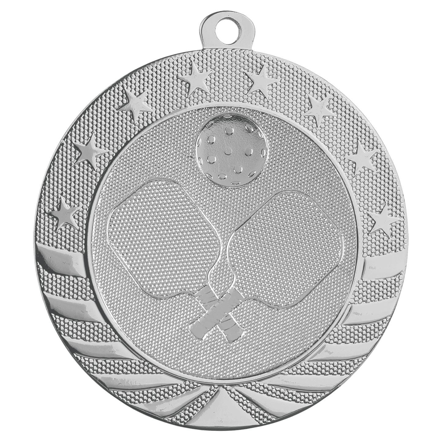 Bright Silver 2 3/4" Pickleball Starbrite Medal