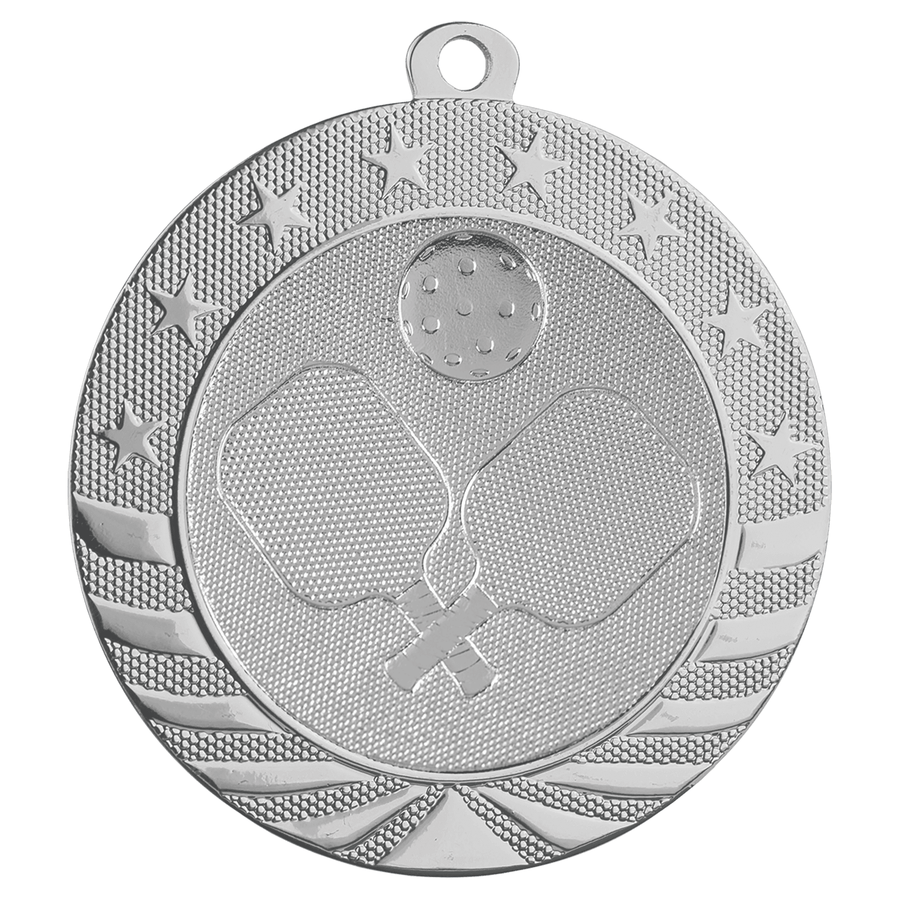 Bright Silver 2 3/4" Pickleball Starbrite Medal