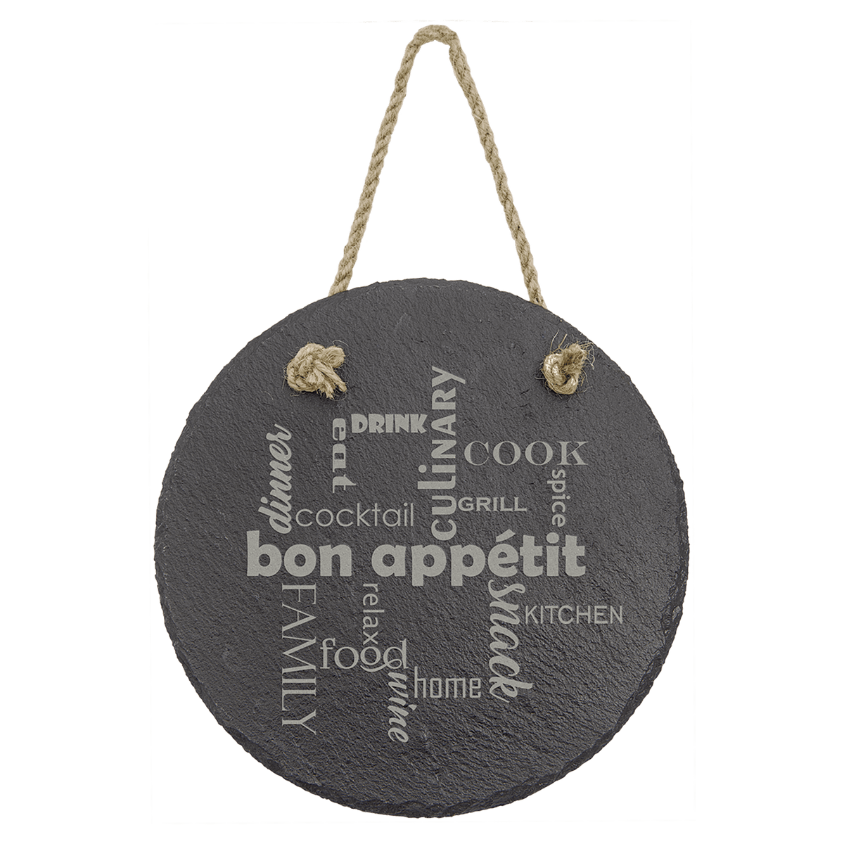 7" Round Slate Decor with Hanger String