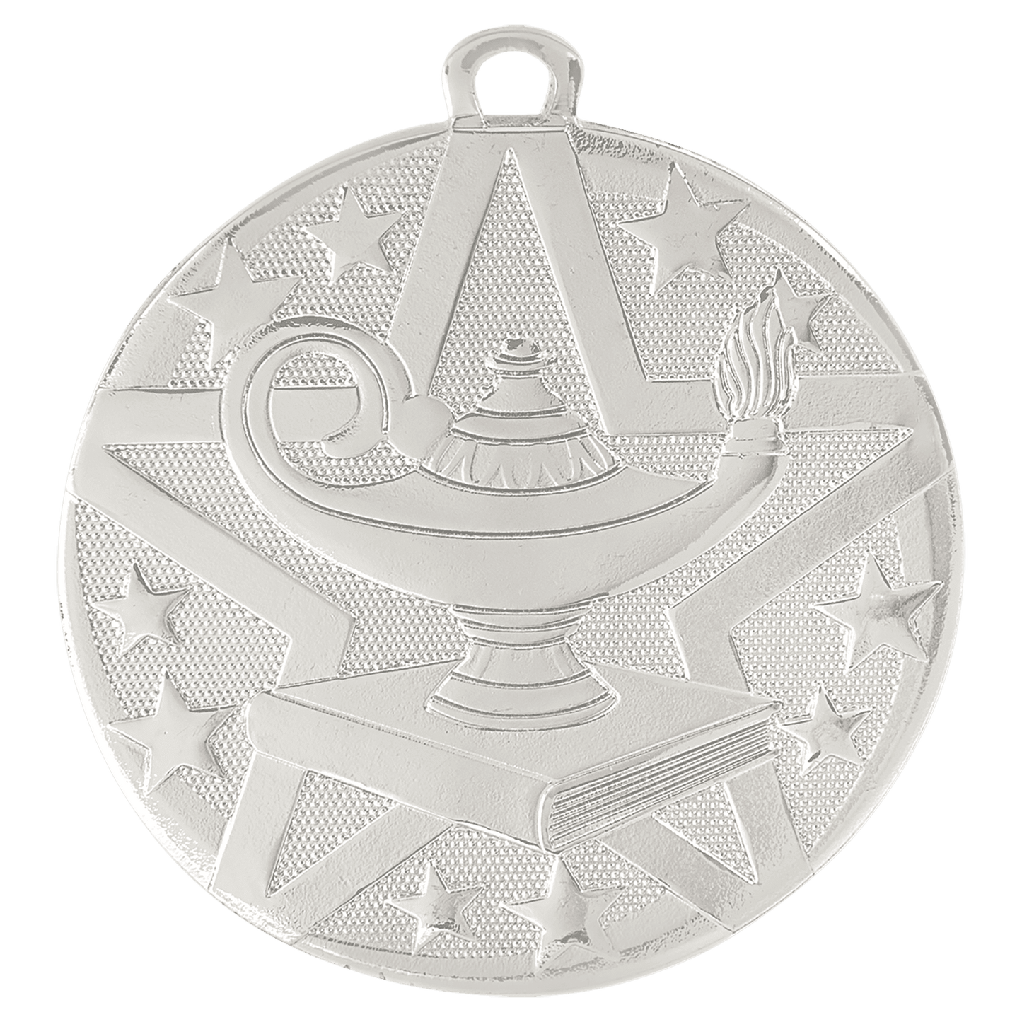 Silver 2" Superstar Lamp of Knowledge Medal