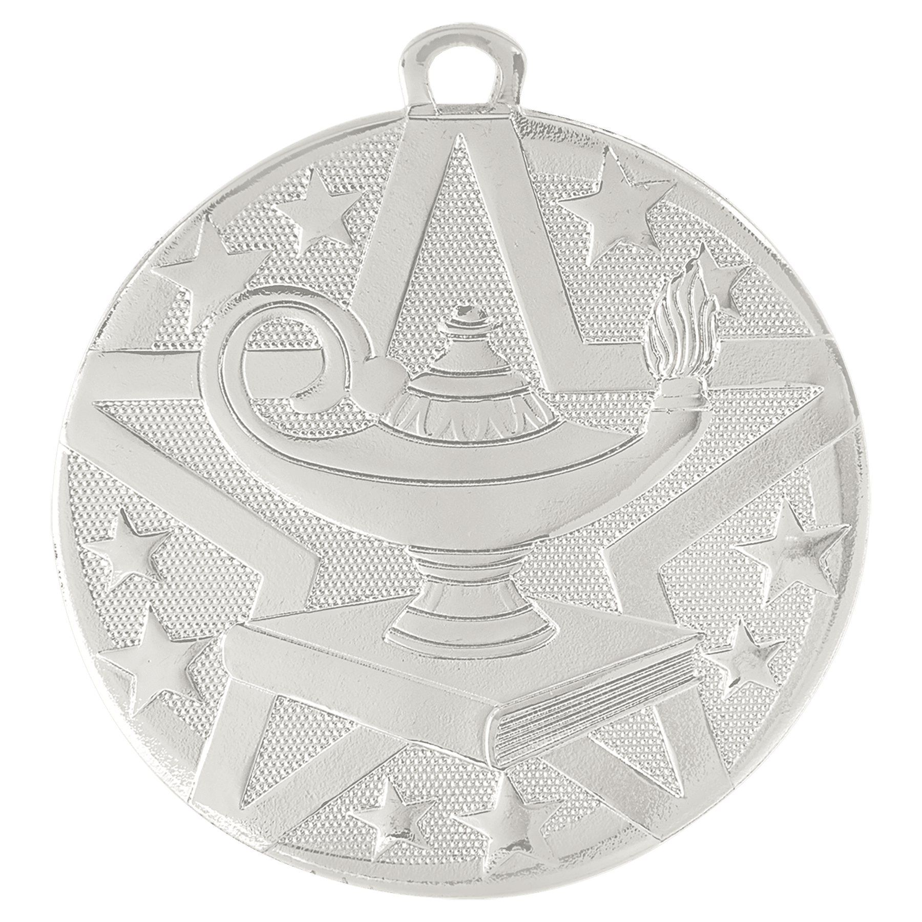Silver 2" Superstar Lamp of Knowledge Medal
