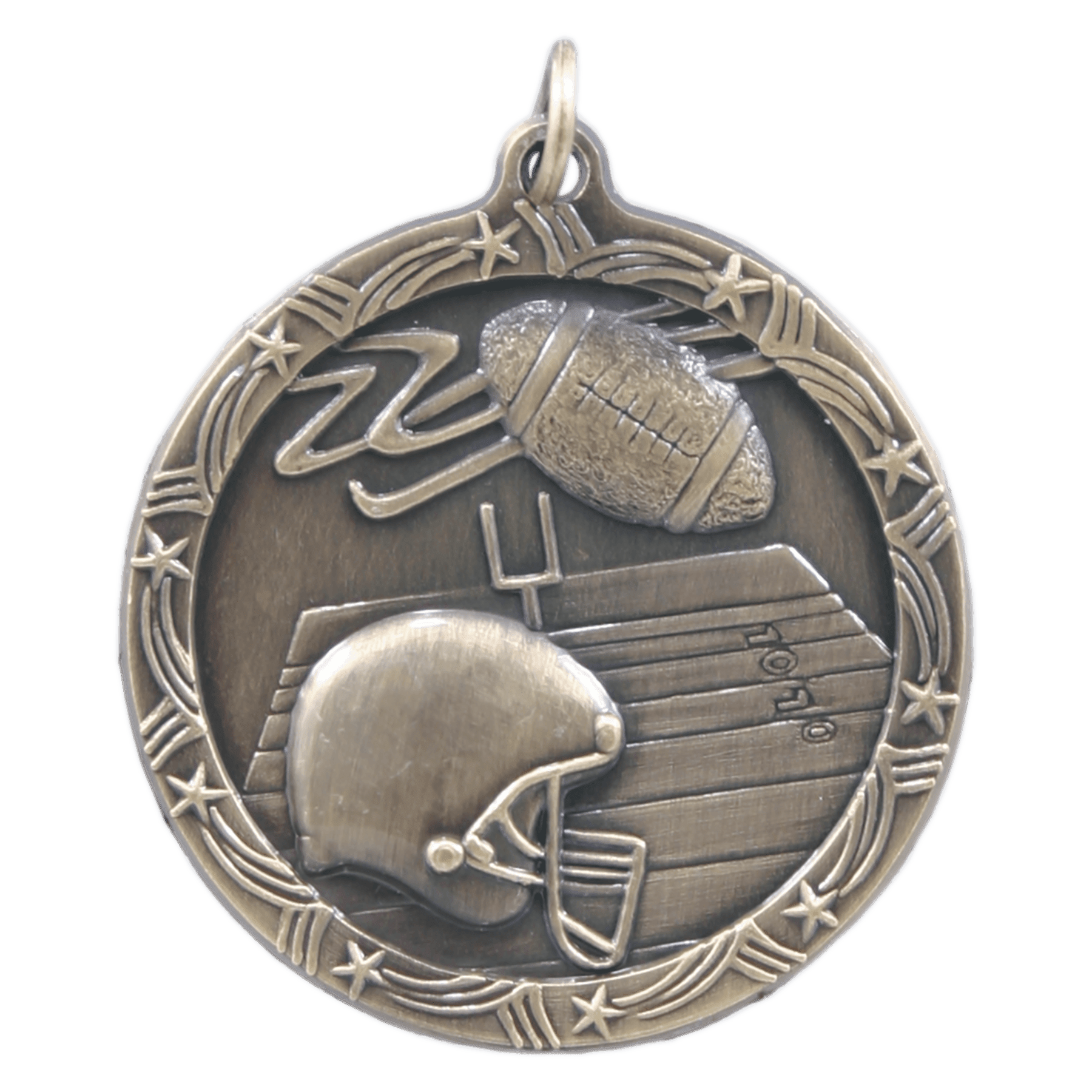 Antique Gold 1 3/4" Football Shooting Star Medal