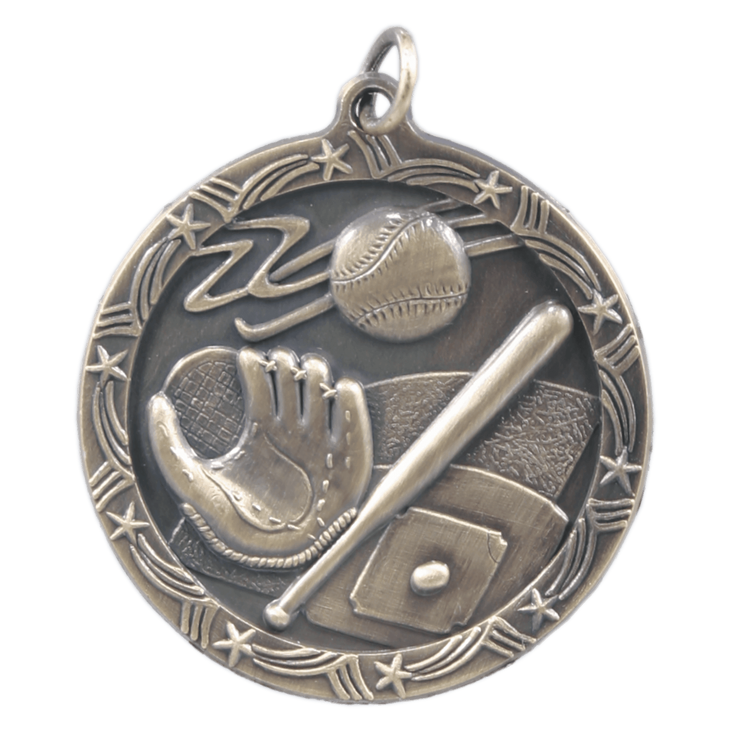 Antique Gold 1 3/4" Baseball/Softball Shooting Star Medal