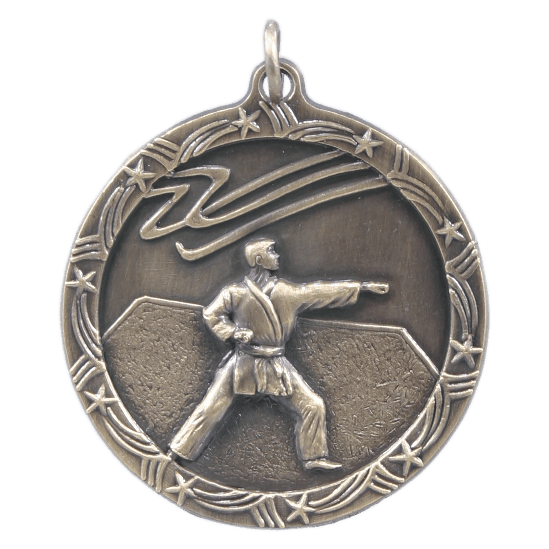 Antique Gold 1 3/4" Martial Arts Shooting Star Medal