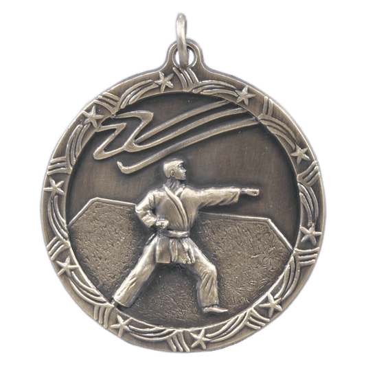 Antique Gold 1 3/4" Martial Arts Shooting Star Medal