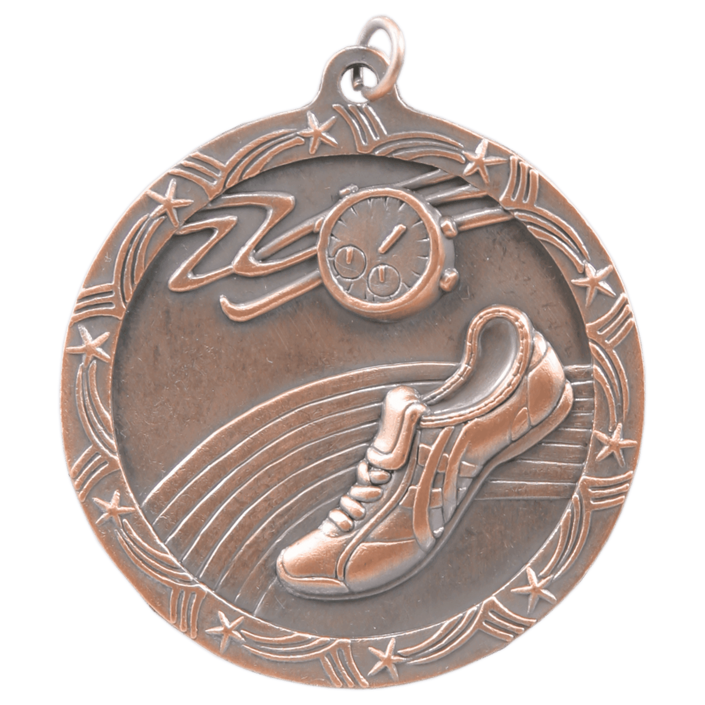 Antique Bronze 2 1/2" Track Shooting Star Medal
