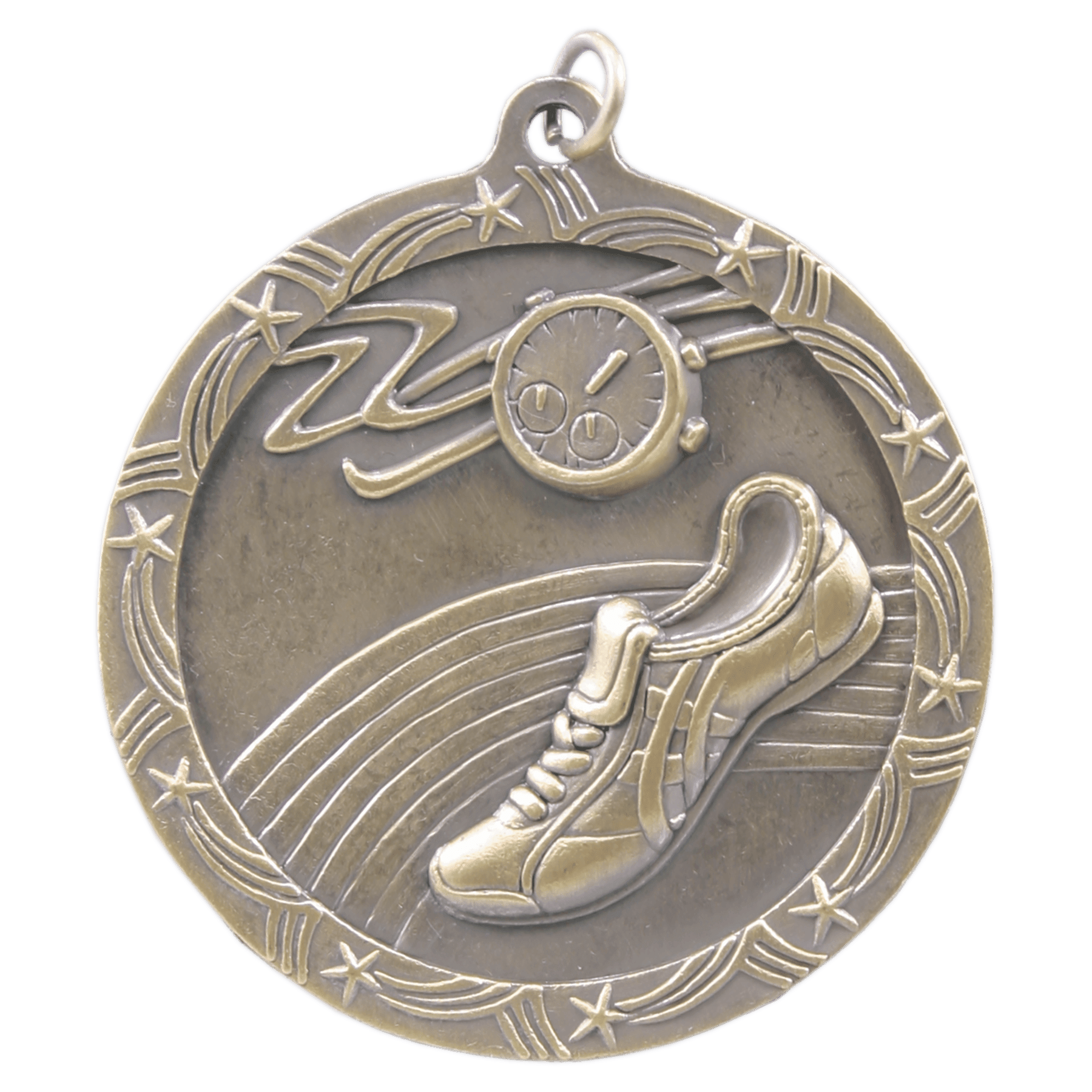 Antique Gold 2 1/2" Track Shooting Star Medal