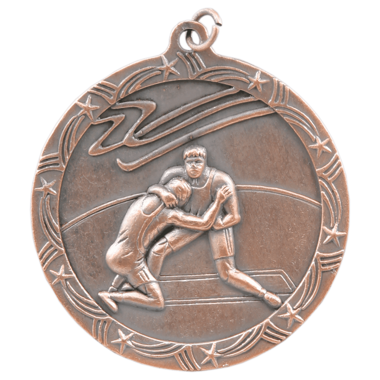Antique Bronze 2 1/2" Wrestling Shooting Star Medal