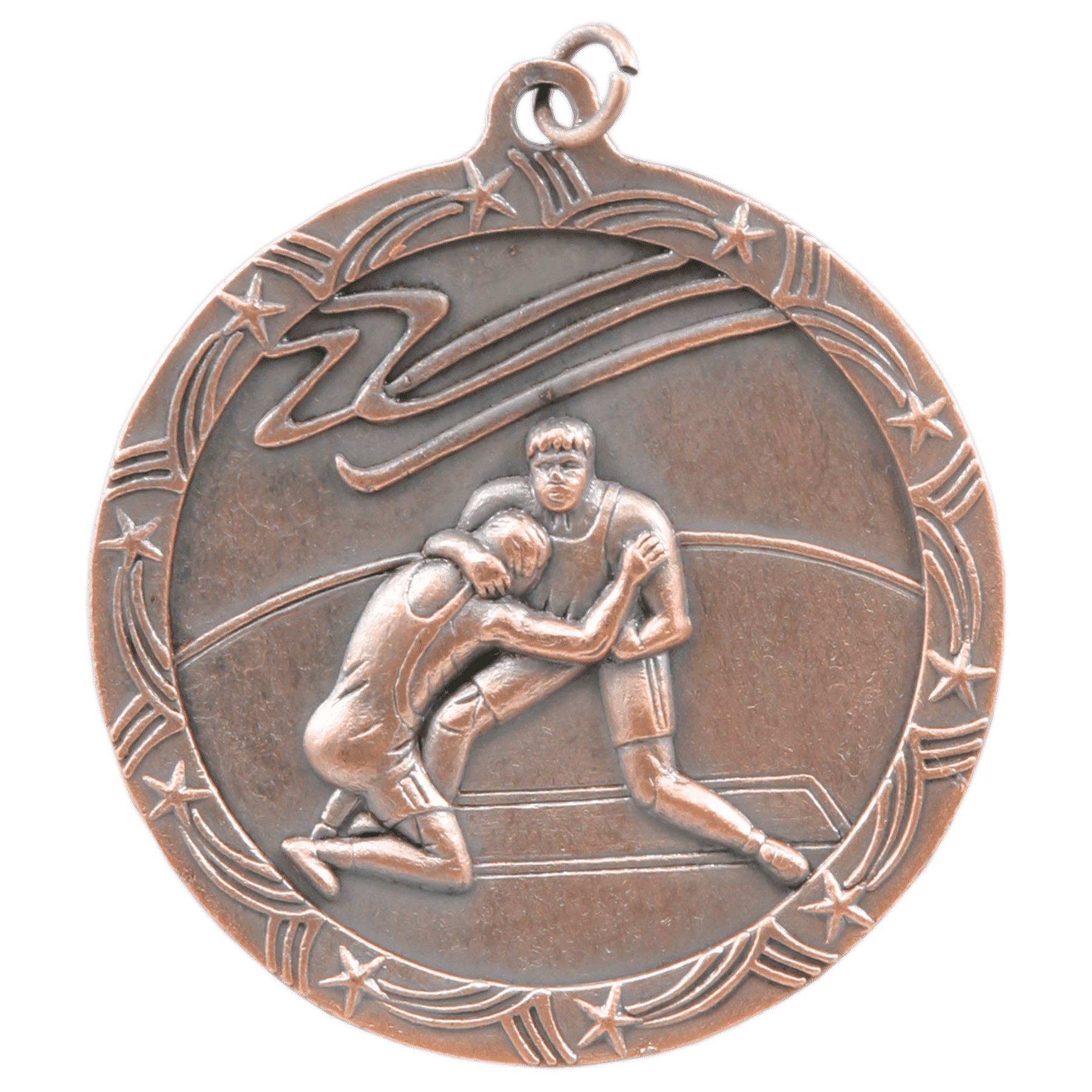 Antique Bronze 2 1/2" Wrestling Shooting Star Medal