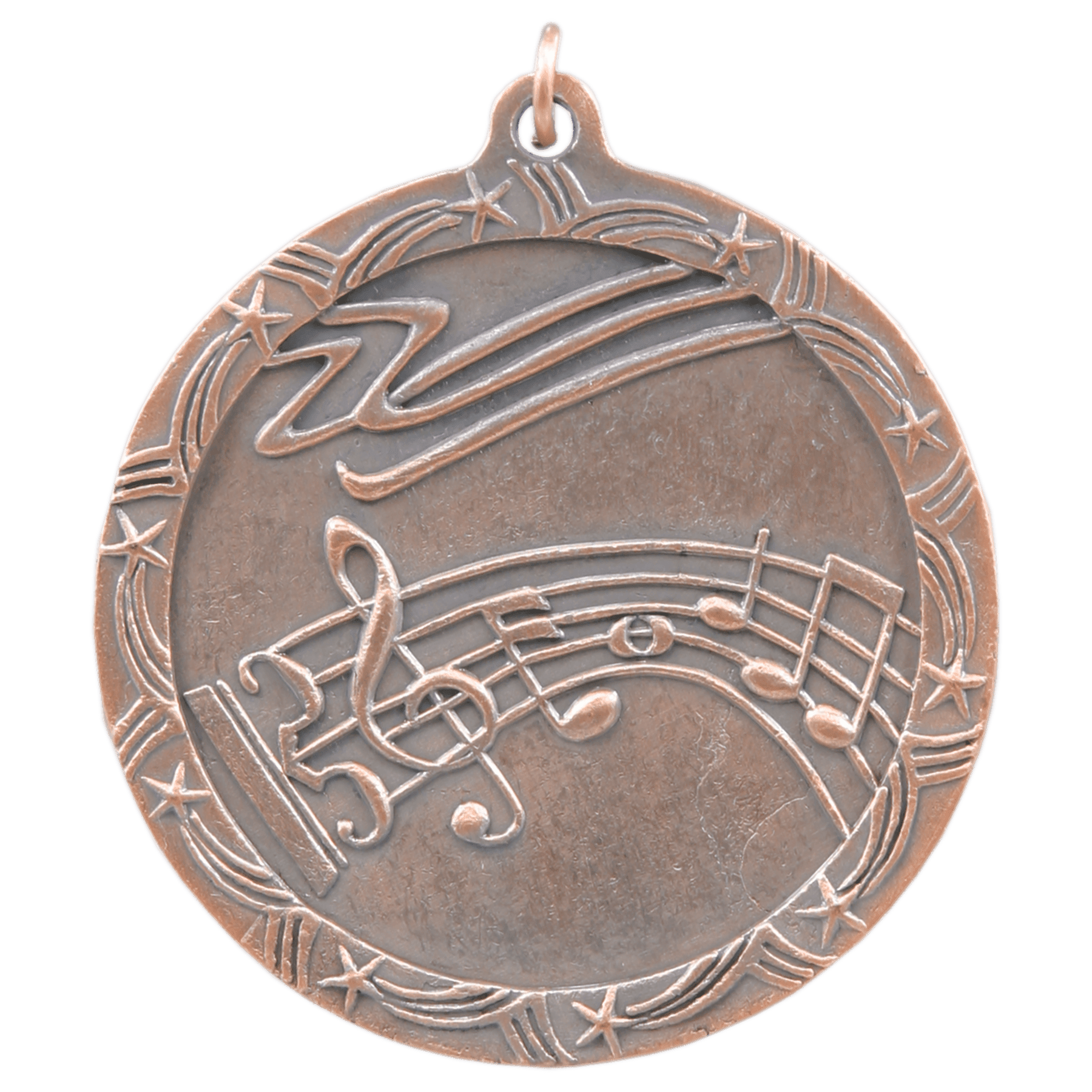 Antique Bronze 2 1/2" Music Shooting Star Medal