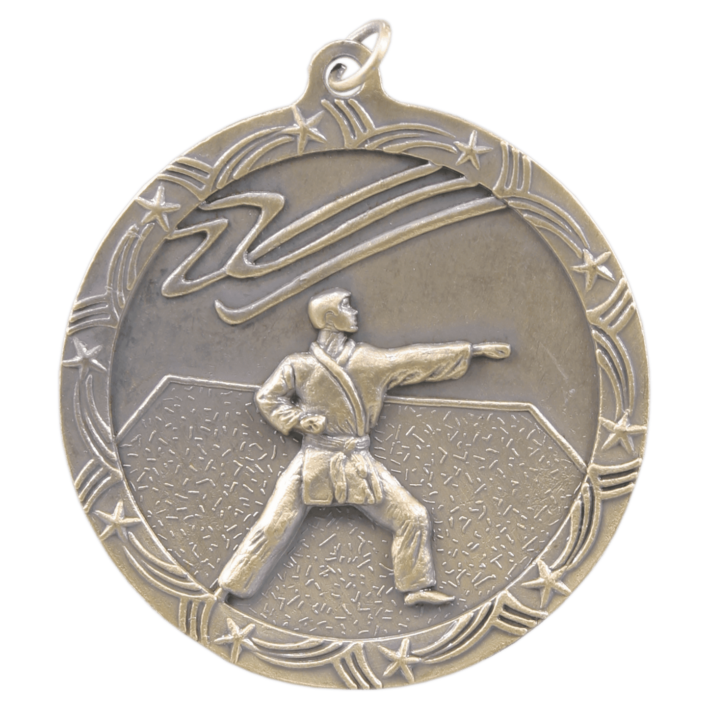 Antique Gold 2 1/2" Martial Arts Shooting Star Medal
