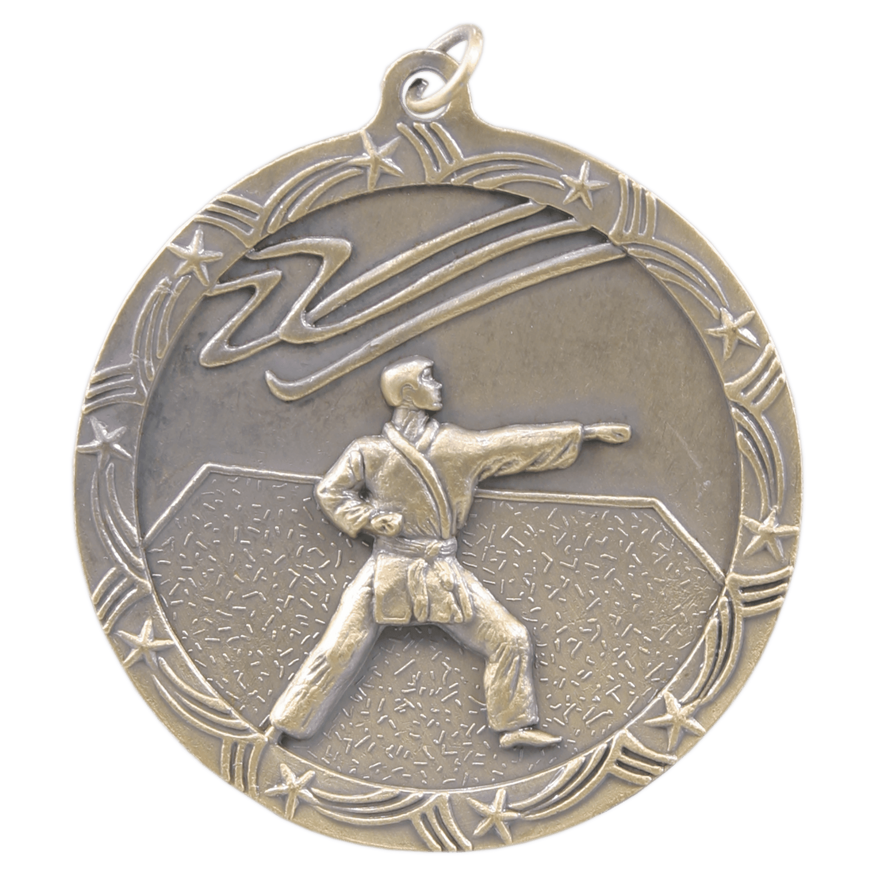 Antique Gold 2 1/2" Martial Arts Shooting Star Medal