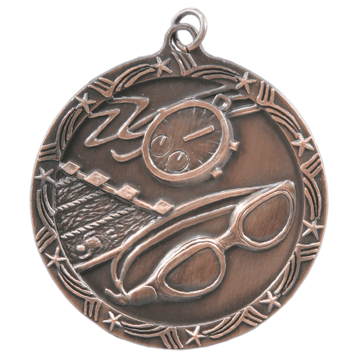 Antique Bronze 2 1/2" Swimming Shooting Star Medal