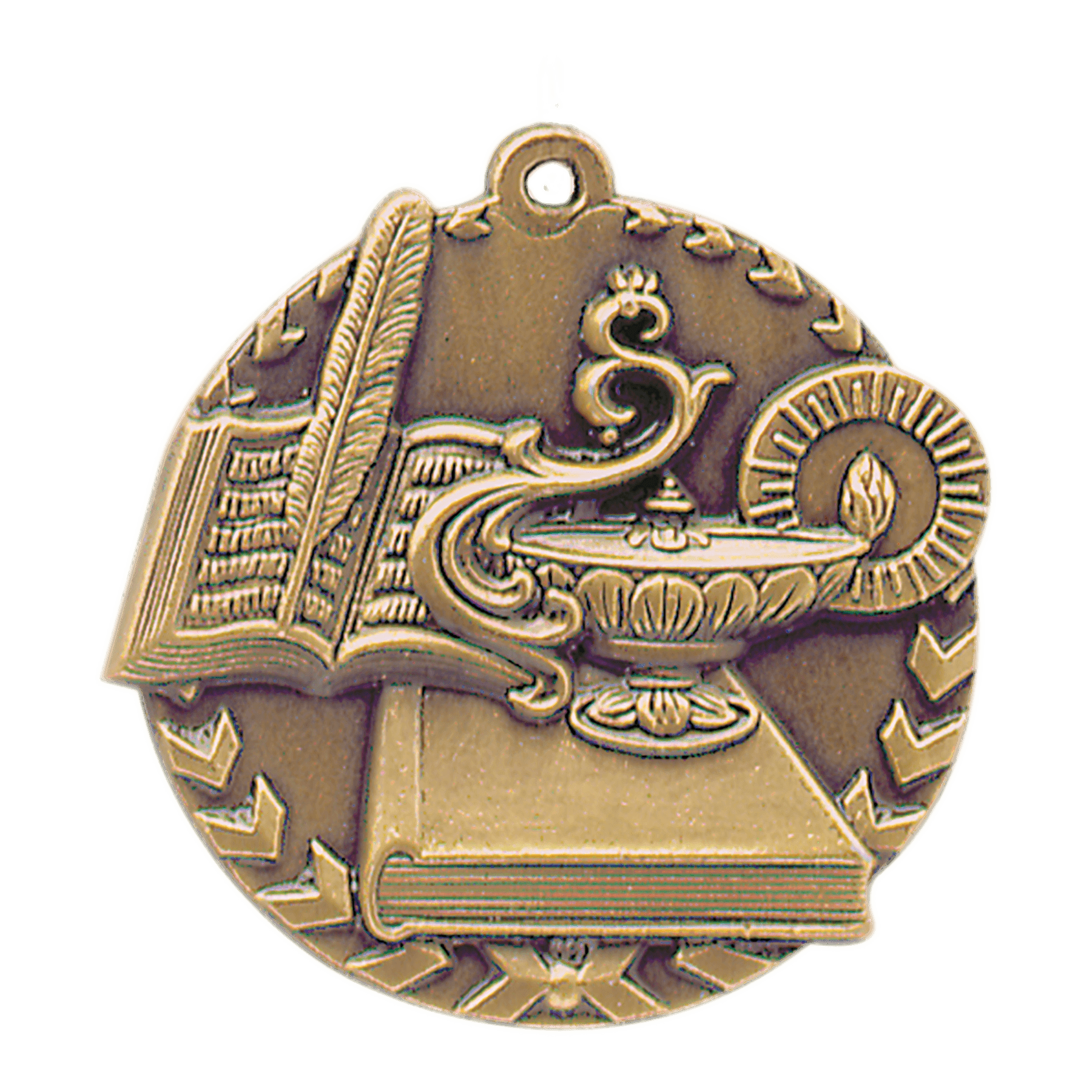 Antique Gold 1 3/4" Lamp of Knowledge Millennium Medal