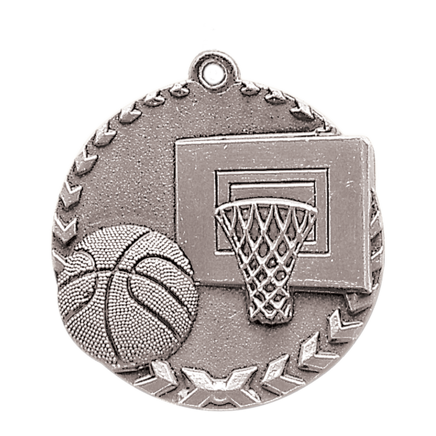 Antique Silver 1 3/4" Basketball Millennium Medal