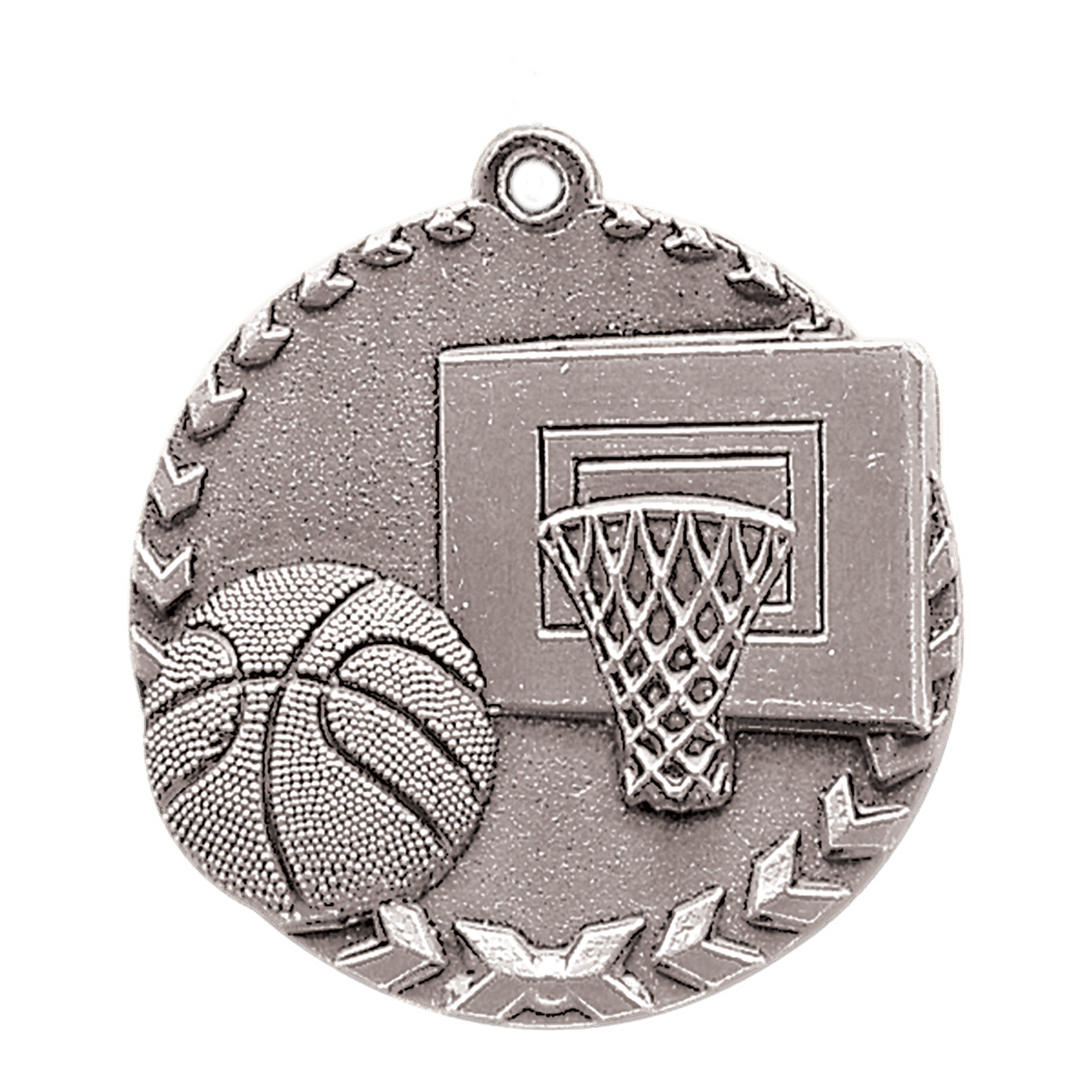 Antique Silver 1 3/4" Basketball Millennium Medal