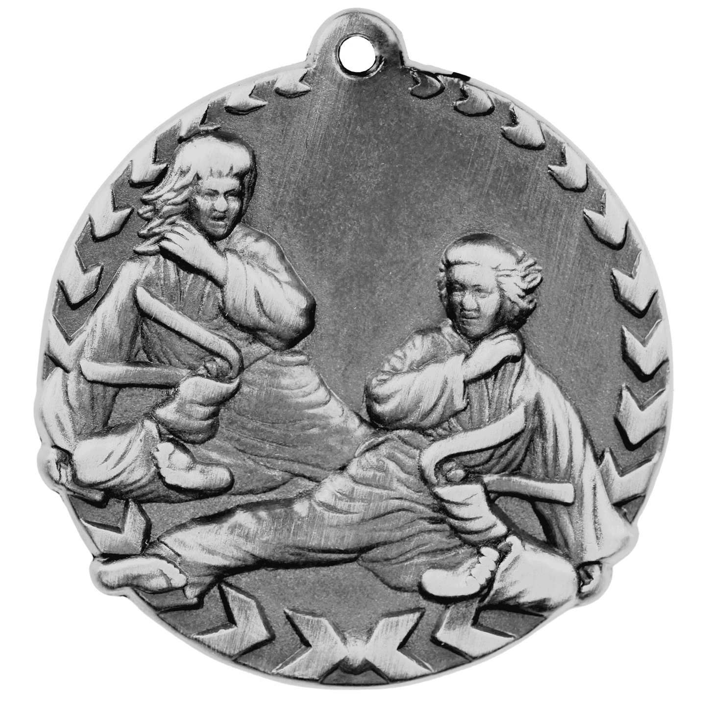 Antique Silver 1 3/4" Martial Arts Millennium Medal