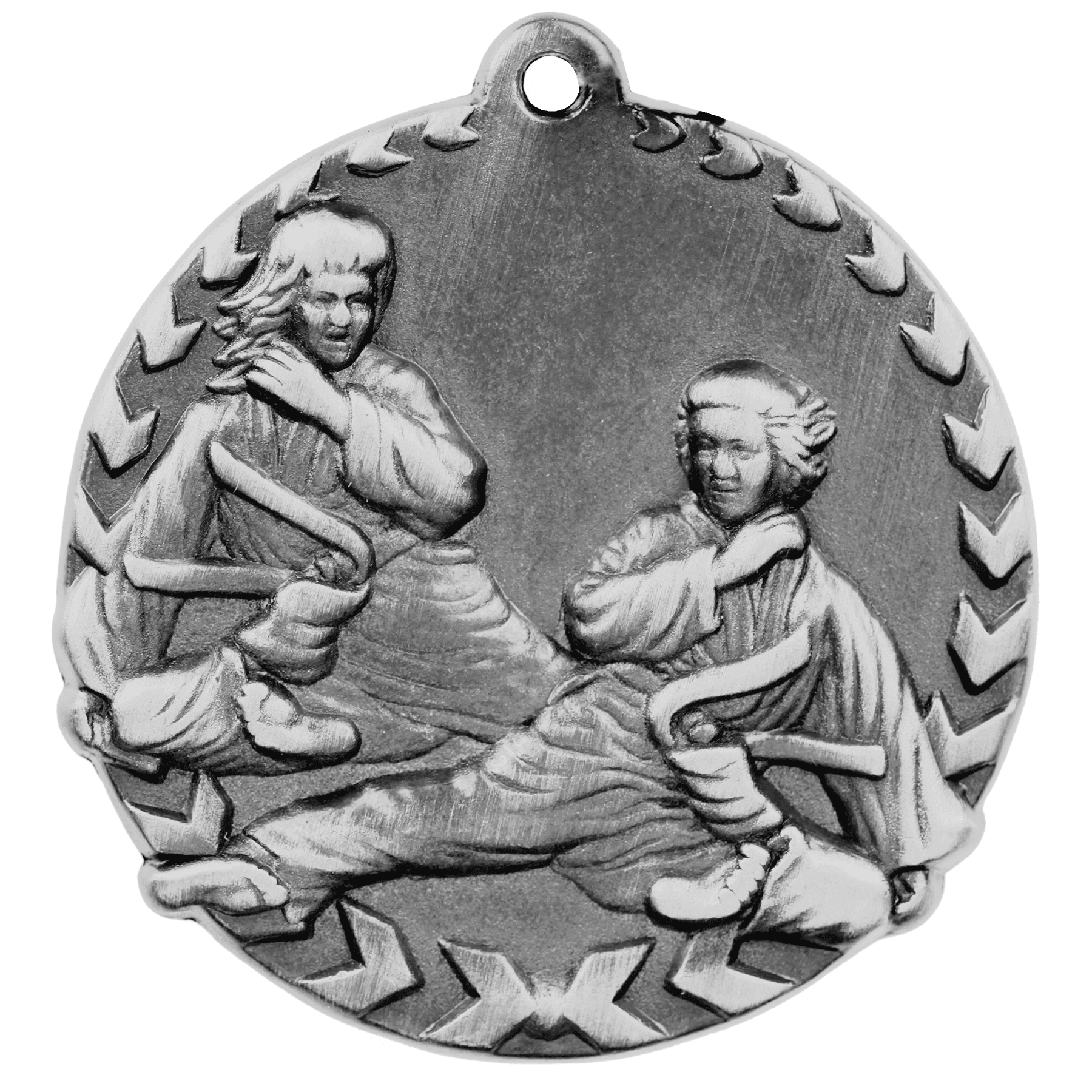 Antique Silver 1 3/4" Martial Arts Millennium Medal