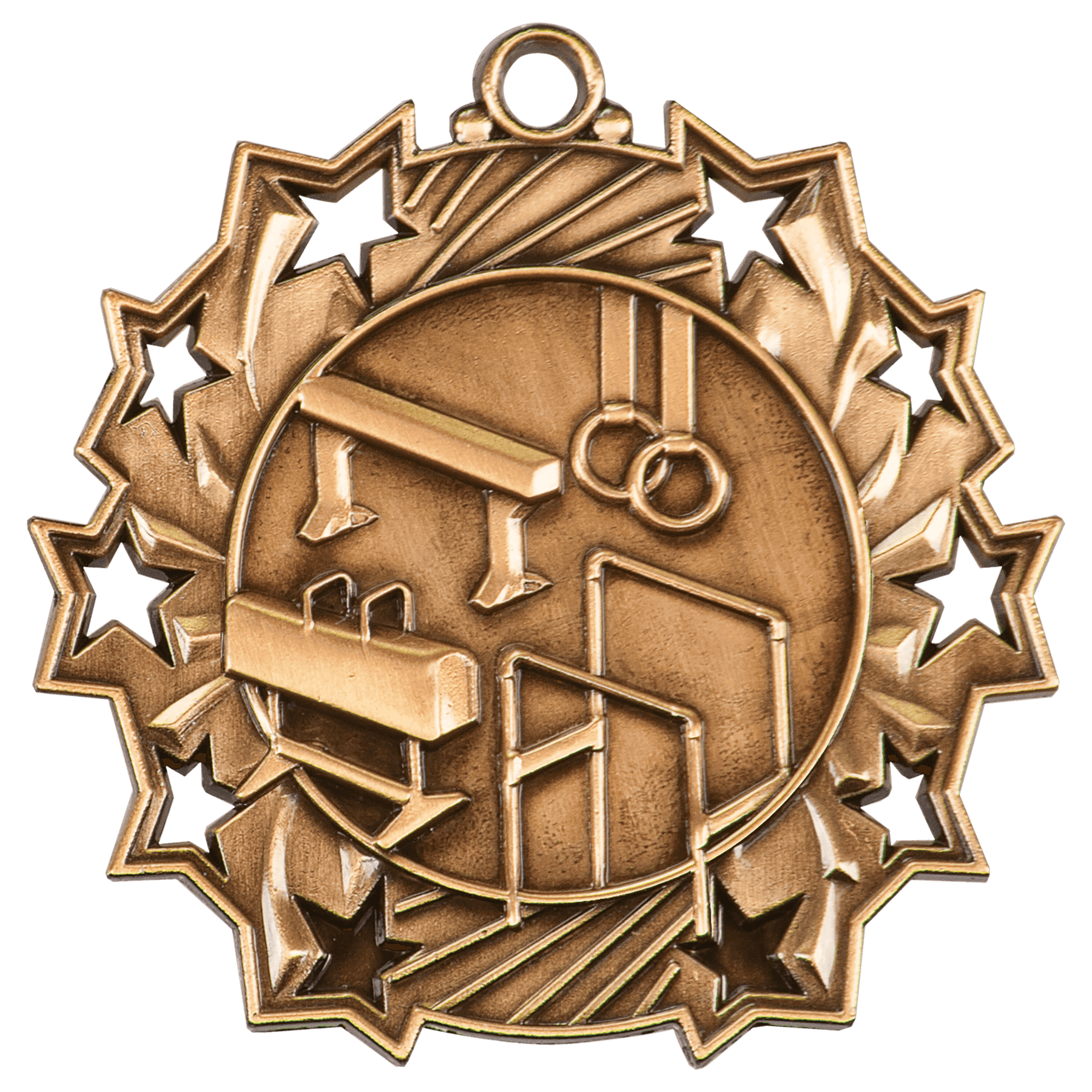 Antique Bronze 2 1/4" Gymnastics Ten Star Medal
