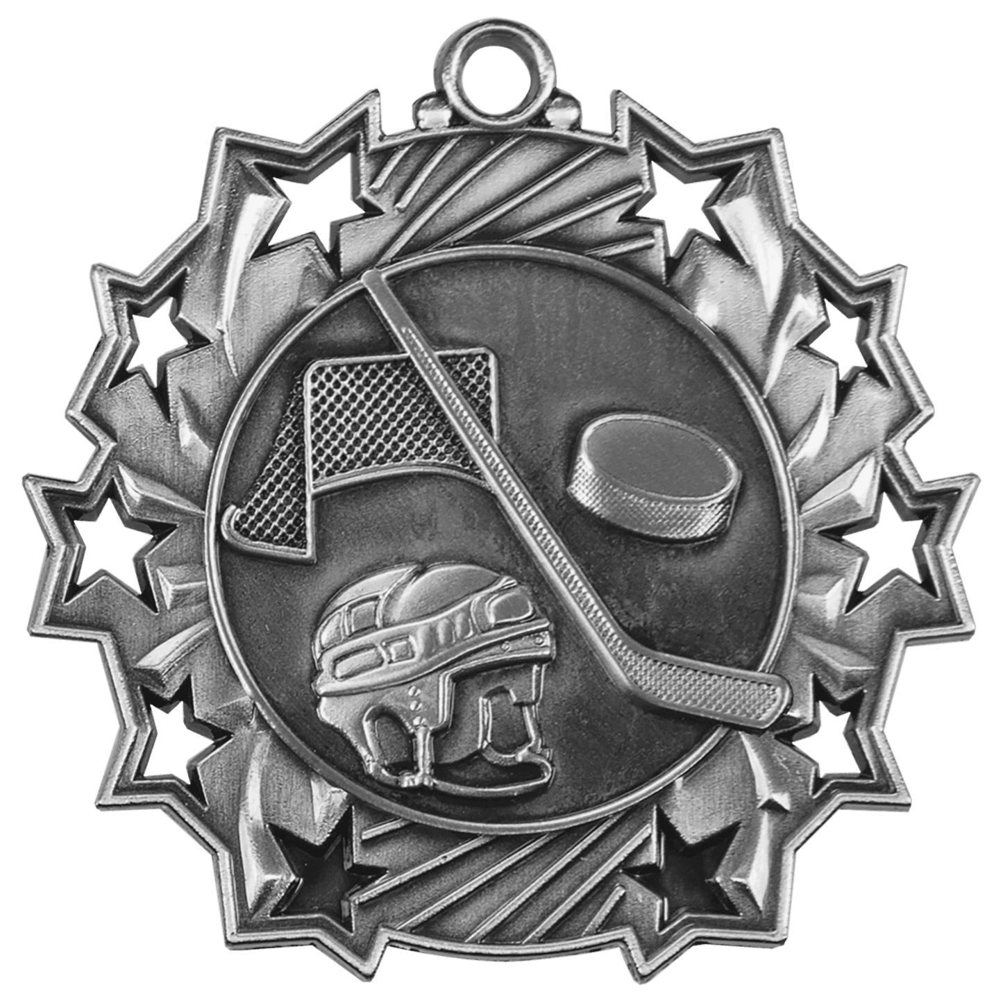 Antique Silver 2 1/4" Hockey Ten Star Medal