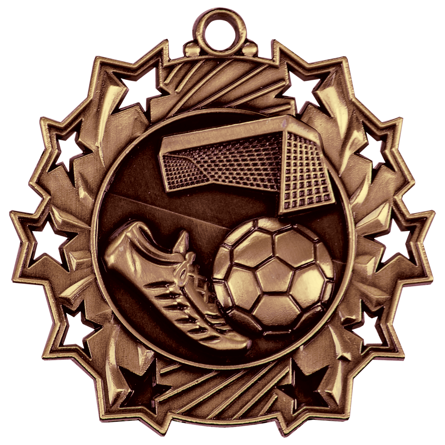 Antique Bronze 2 1/4" Soccer Ten Star Medal