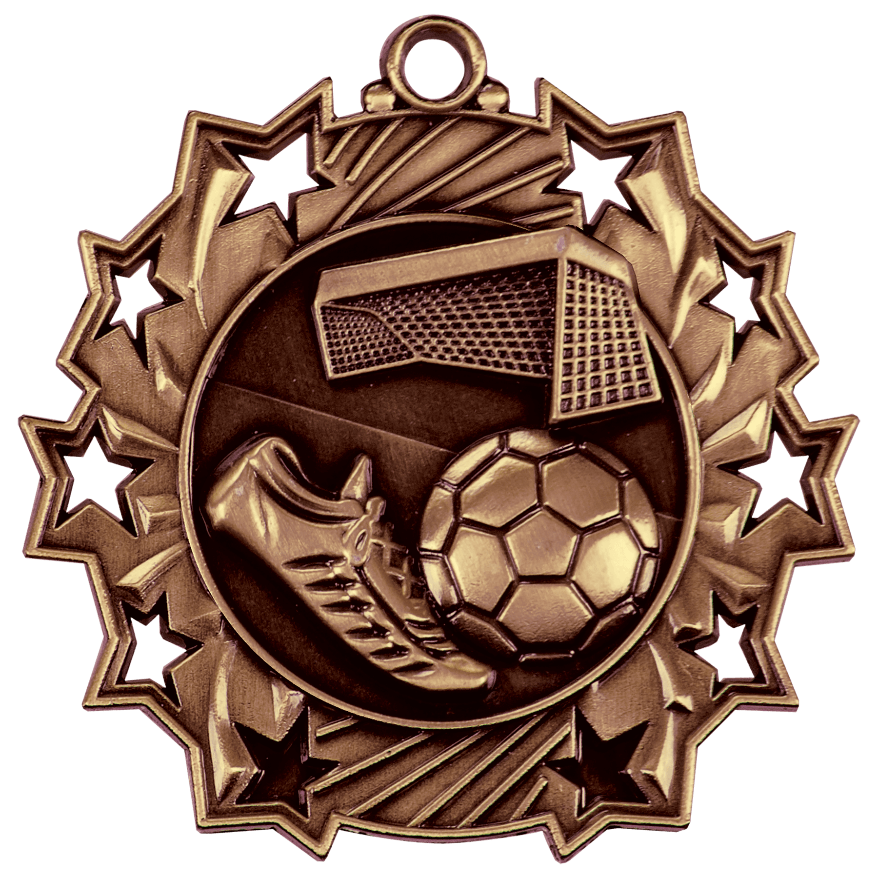 Antique Bronze 2 1/4" Soccer Ten Star Medal