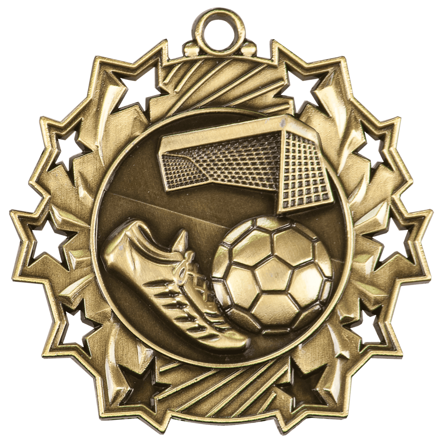 Antique Gold 2 1/4" Soccer Ten Star Medal
