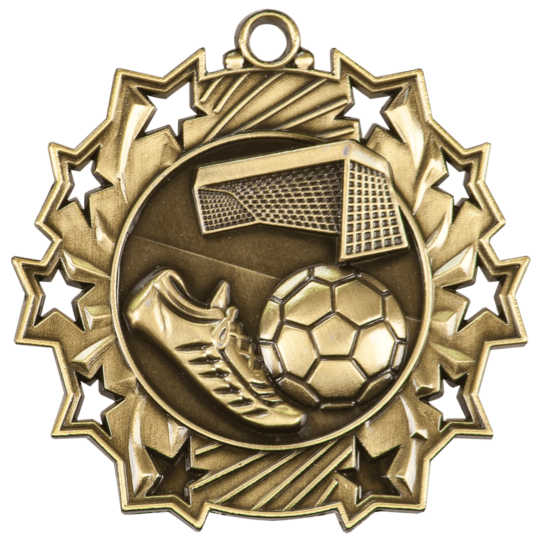 Antique Gold 2 1/4" Soccer Ten Star Medal