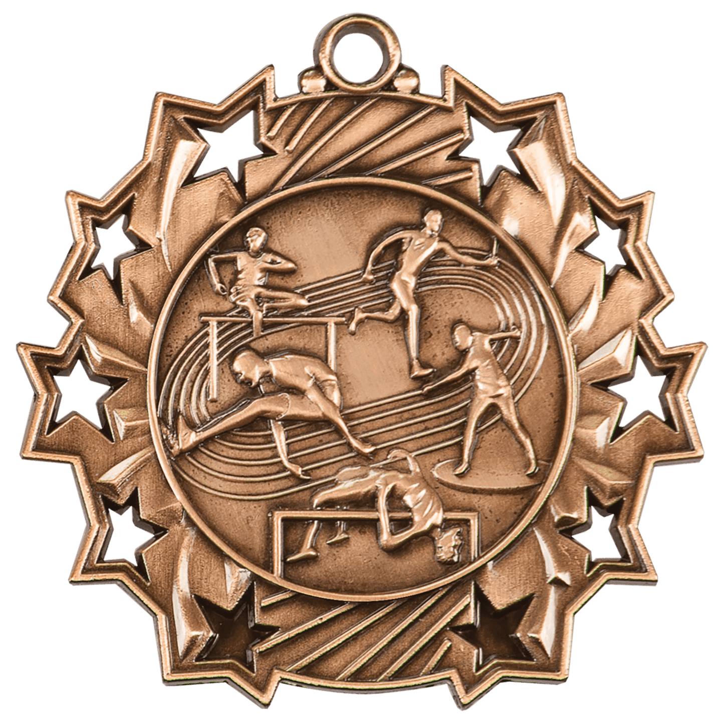 Antique Bronze 2 1/4" Track & Field Ten Star Medal