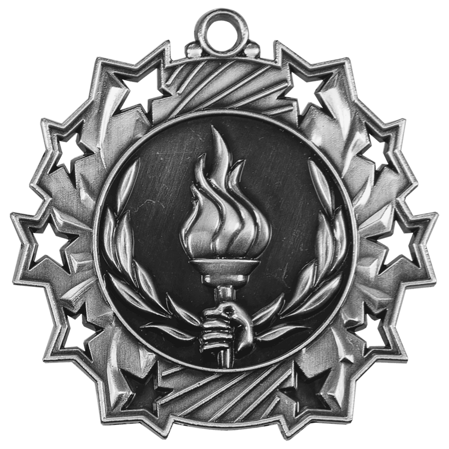 Antique Silver 2 1/4" Victory Ten Star Medal