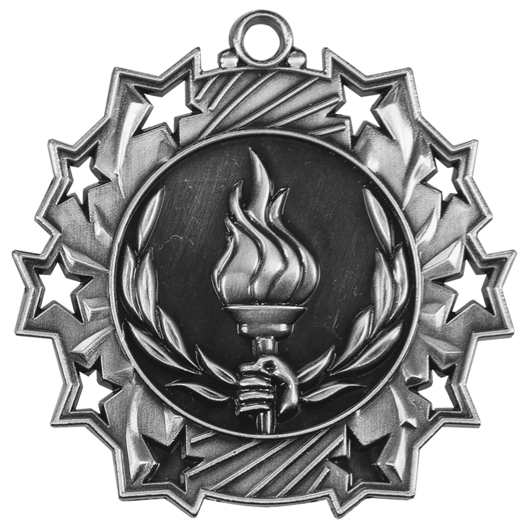 Antique Silver 2 1/4" Victory Ten Star Medal