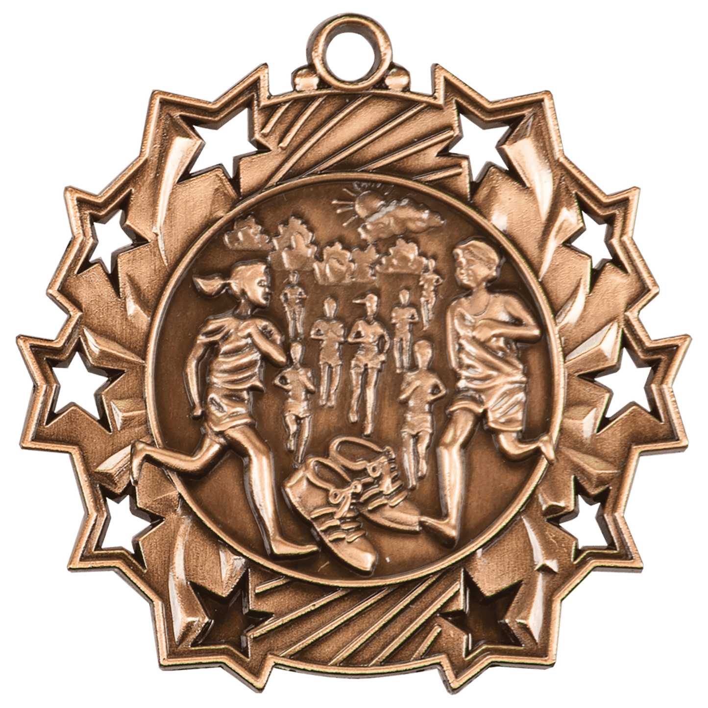Antique Bronze 2 1/4" Cross Country Ten Star Medal