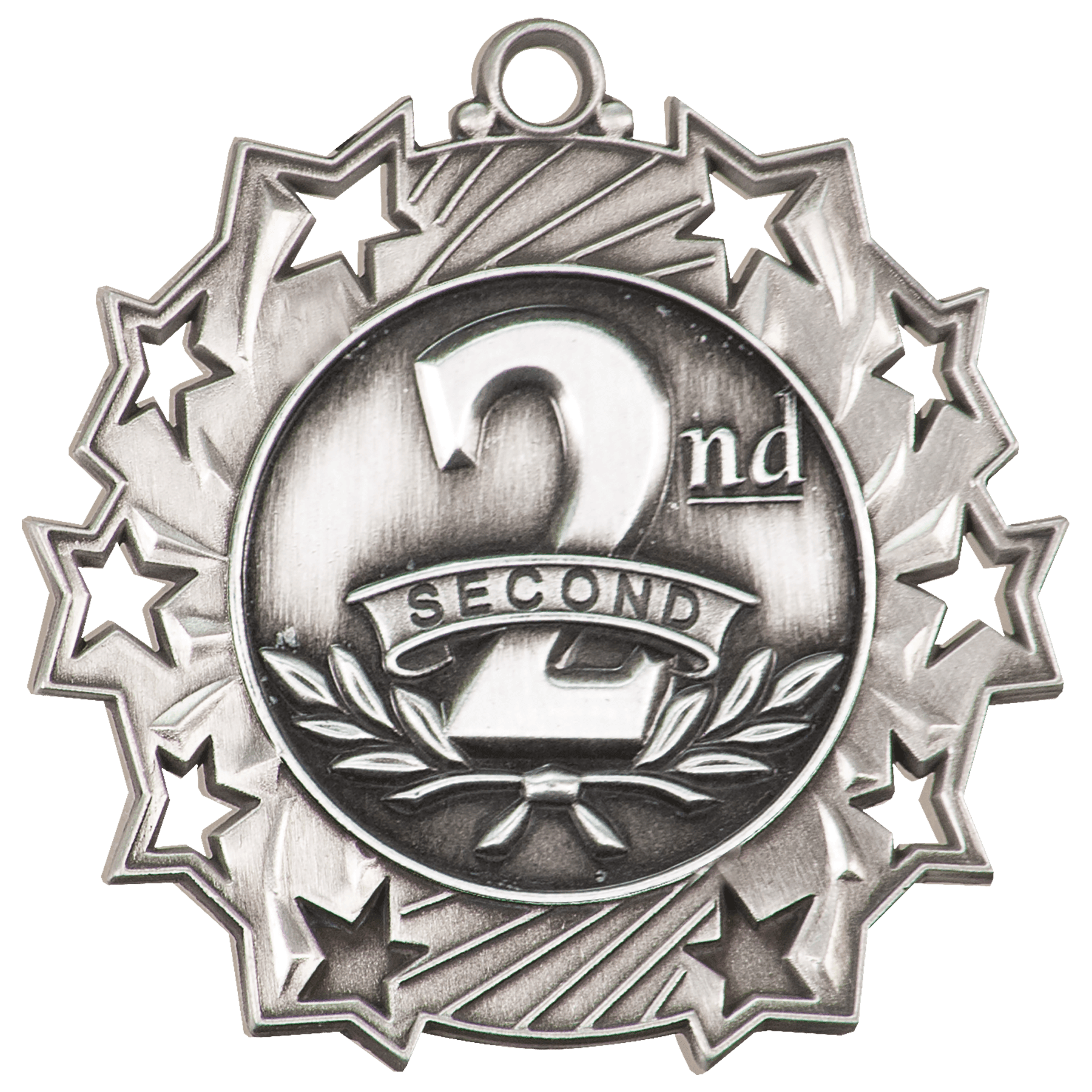 2 1/4" Antique Silver 2nd Place Ten Star Medal