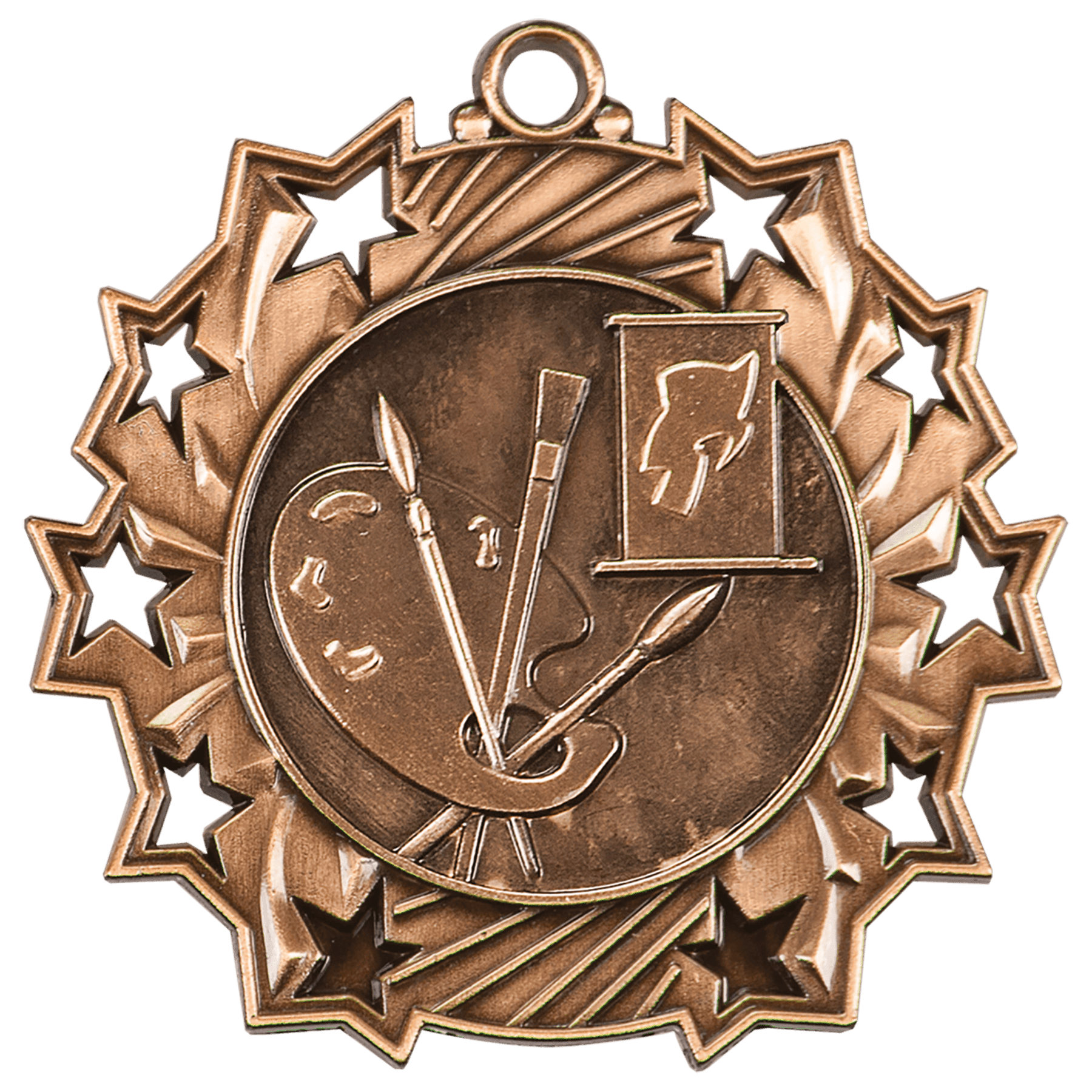 Antique Bronze 2 1/4" Art Ten Star Medal
