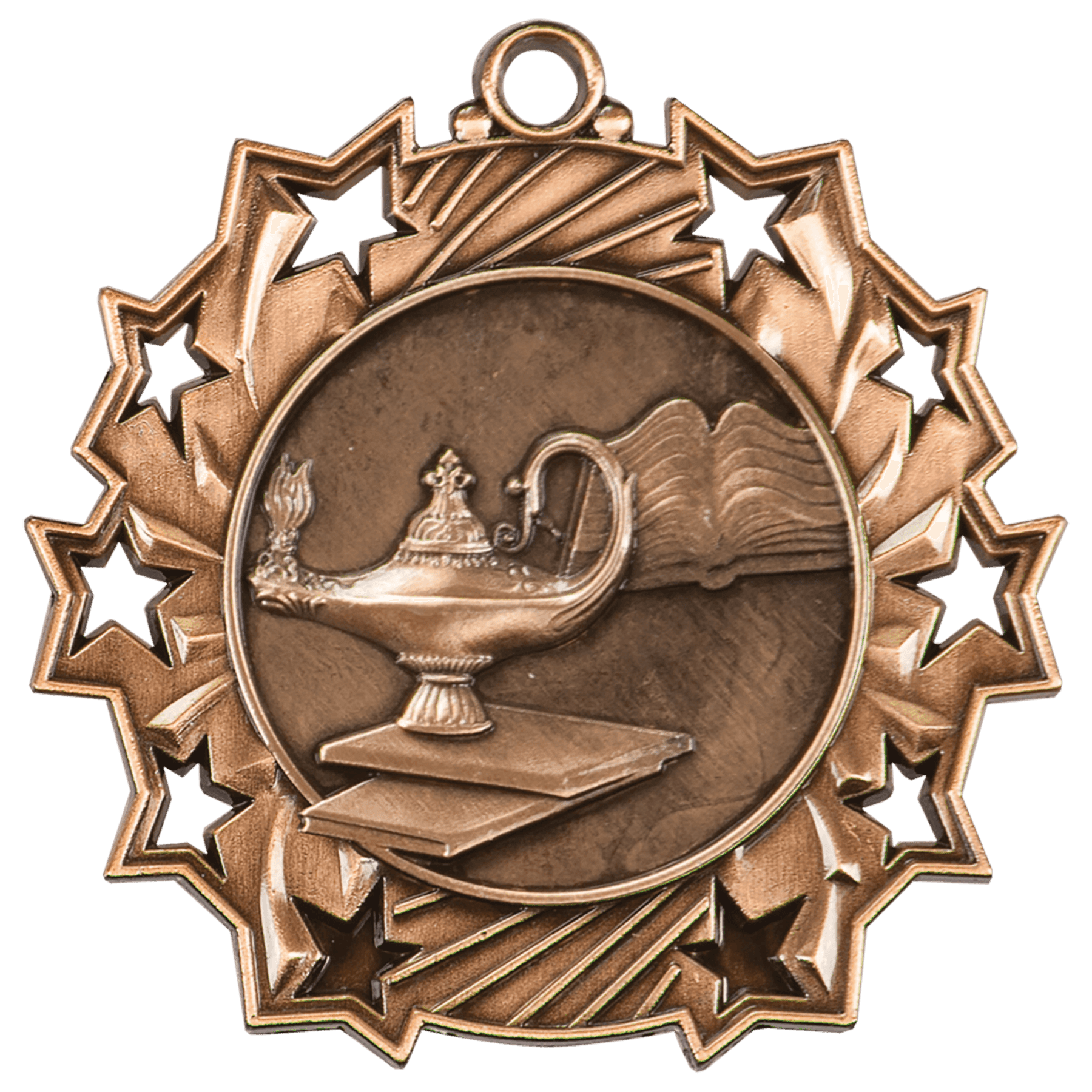 Antique Bronze 2 1/4" Graduate Ten Star Medal