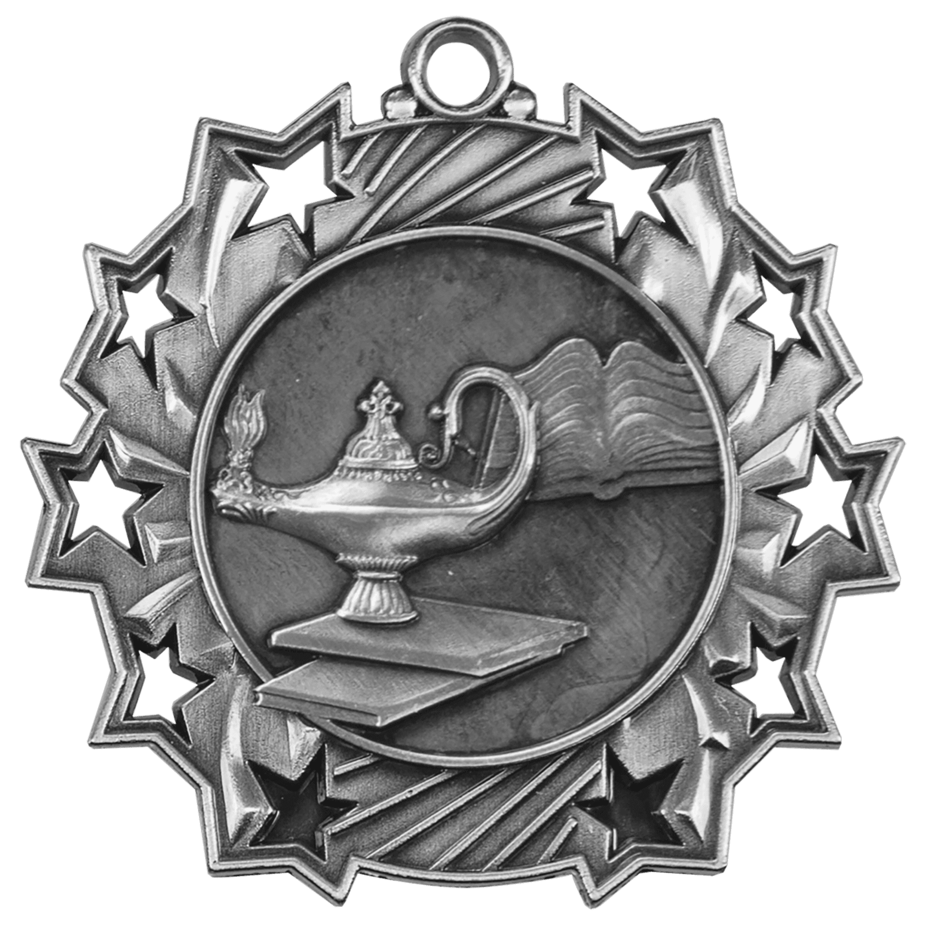 Antique Silver 2 1/4" Graduate Ten Star Medal