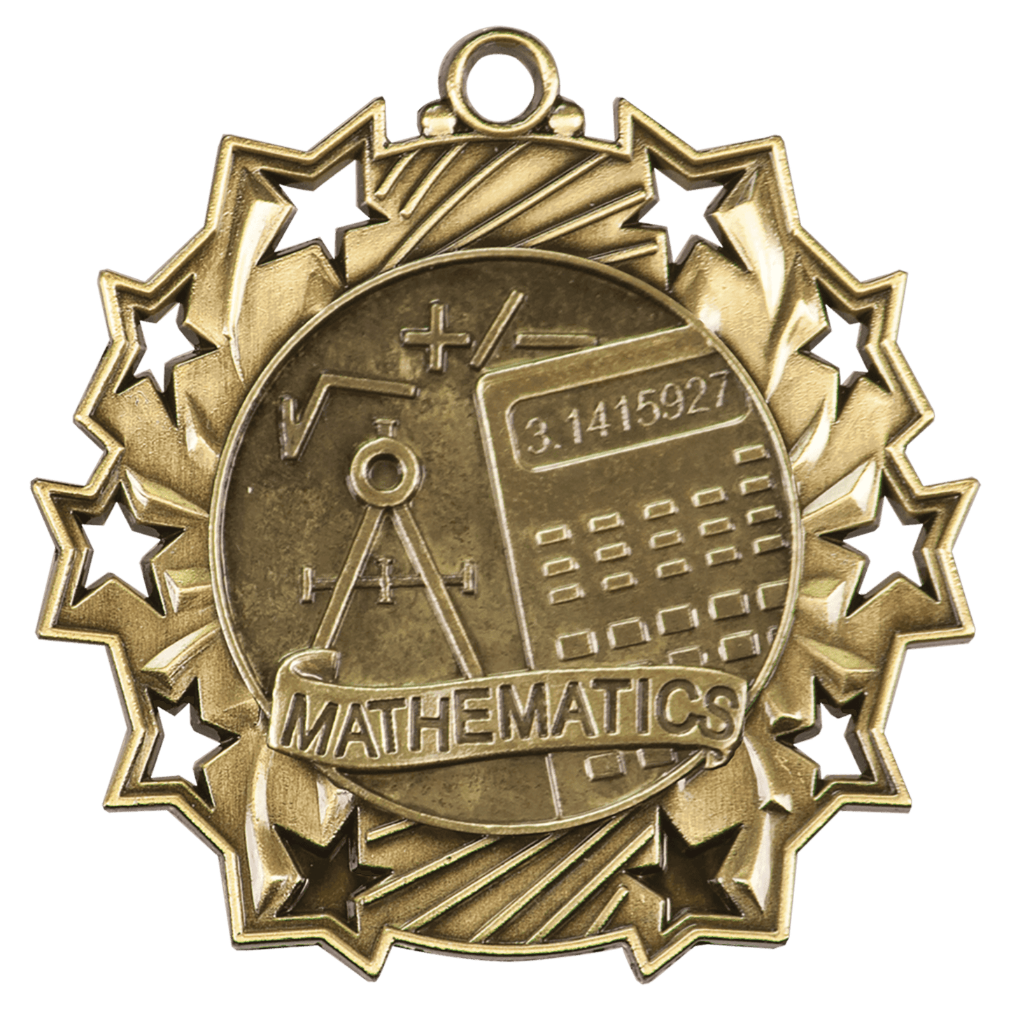 Antique Gold 2 1/4" Math Ten Star Medal