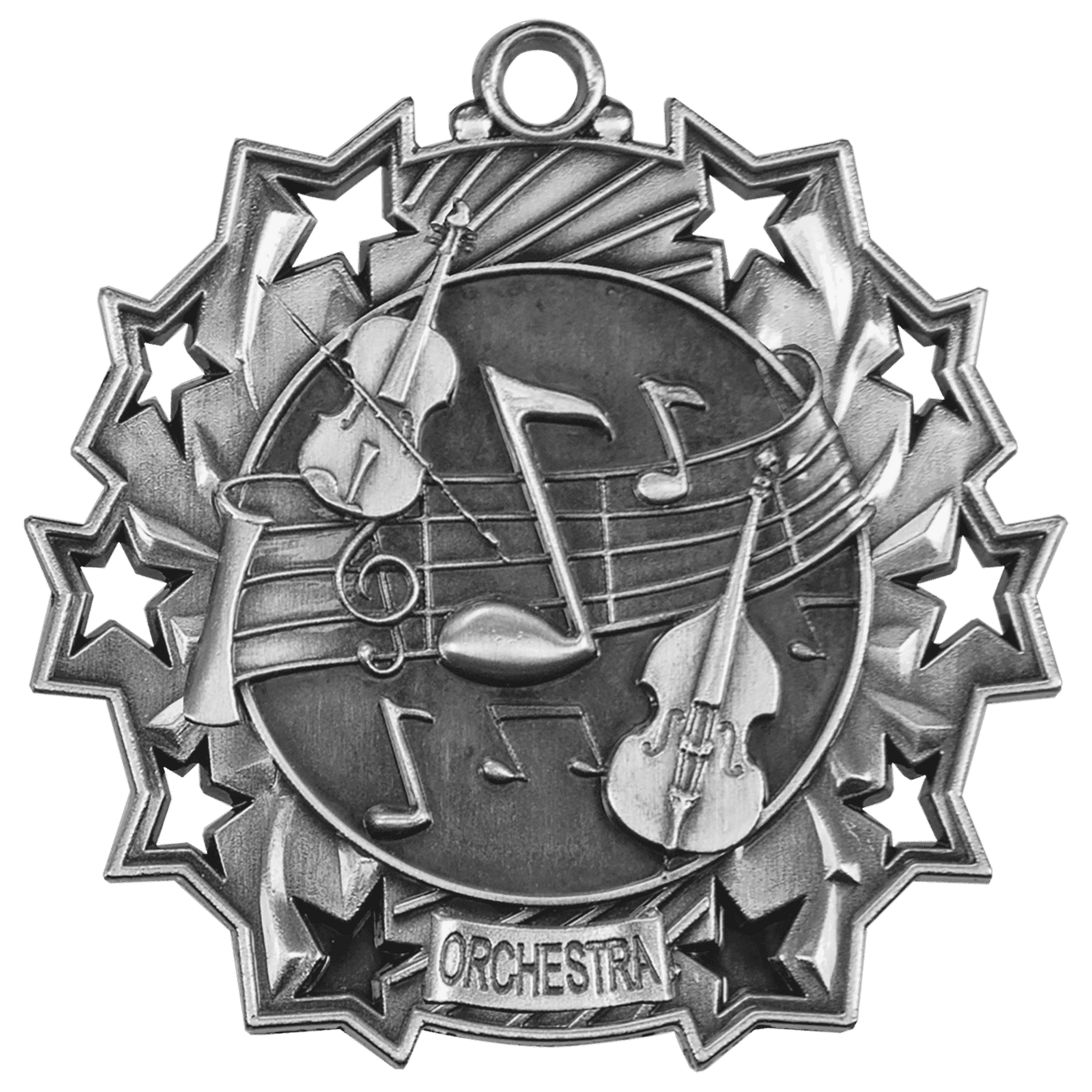 Antique Silver 2 1/4" Orchestra Ten Star Medal