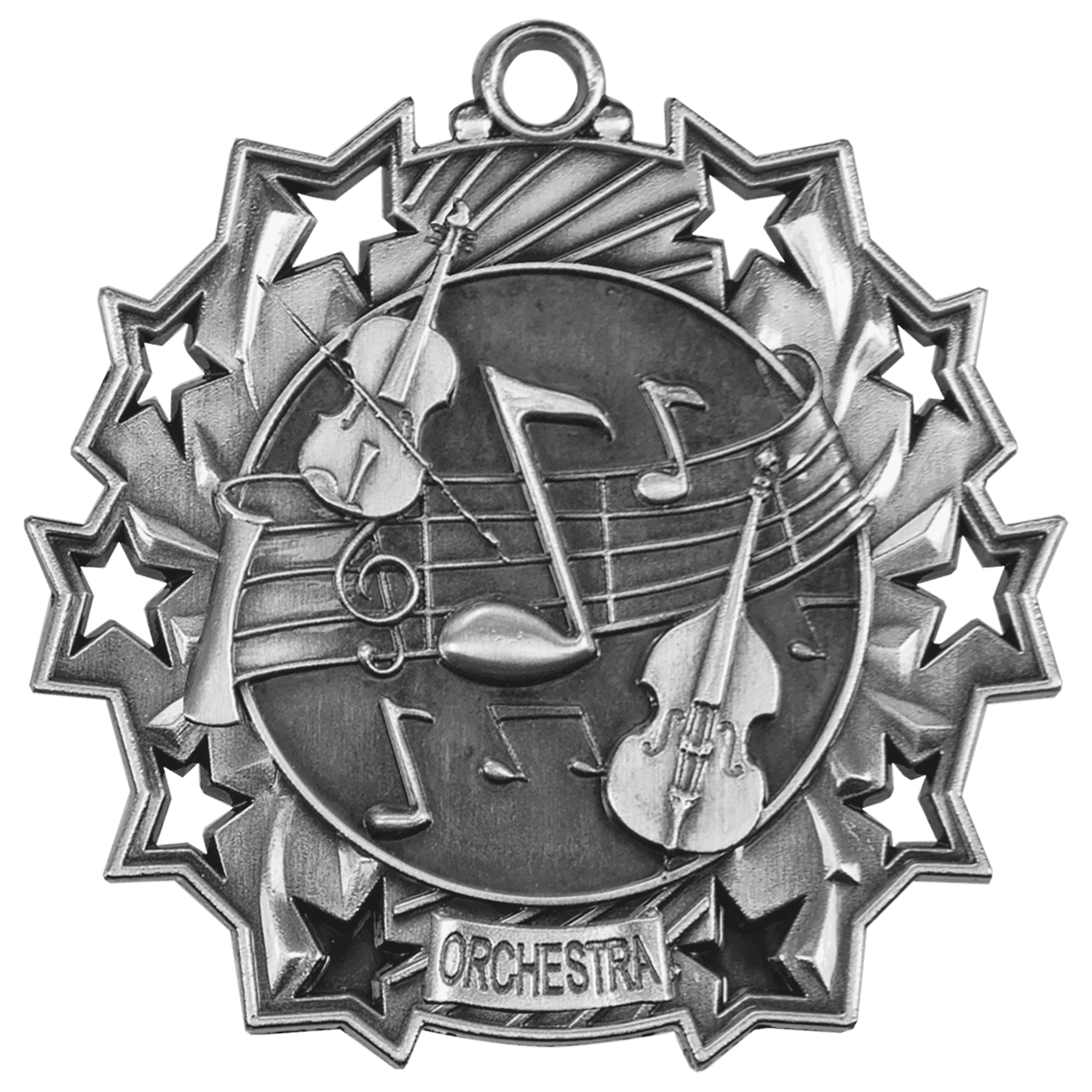 Antique Silver 2 1/4" Orchestra Ten Star Medal