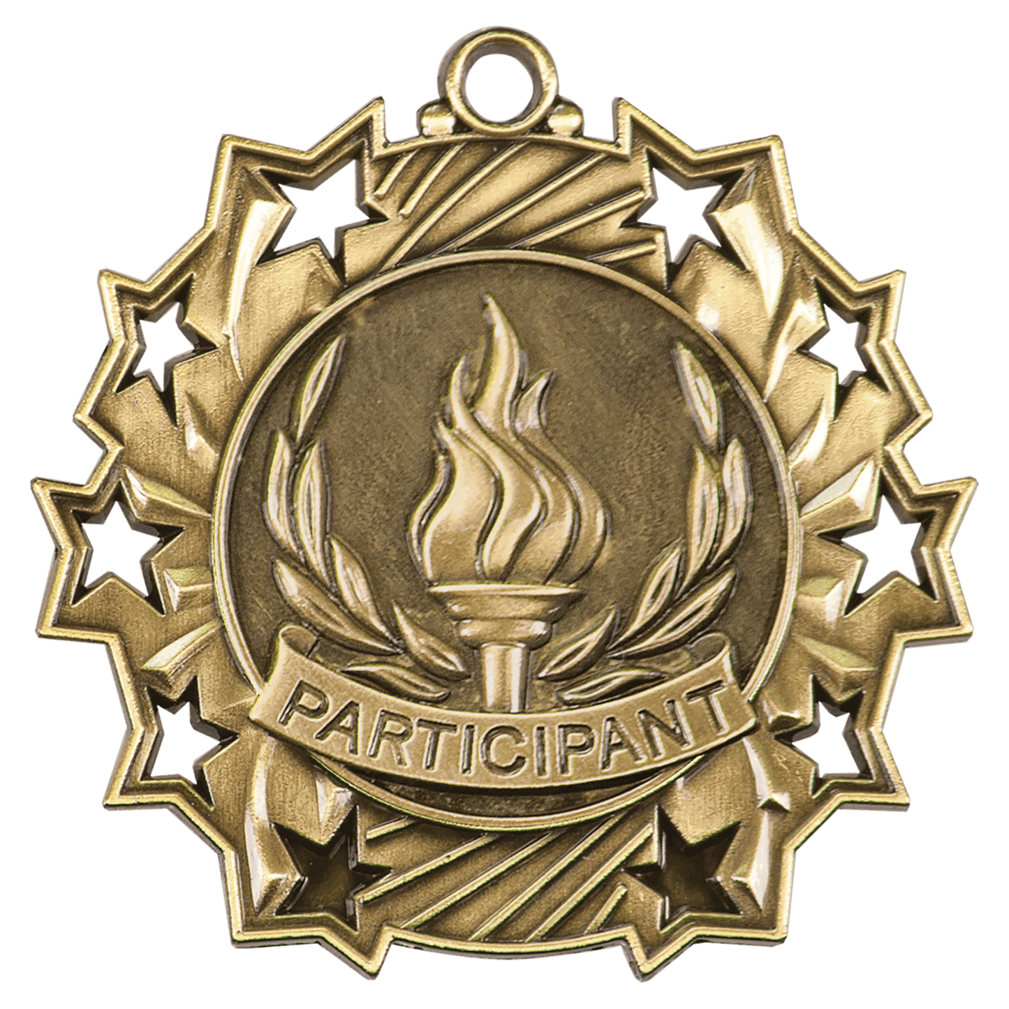 Antique Gold 2 1/4" Participant Ten Star Medal