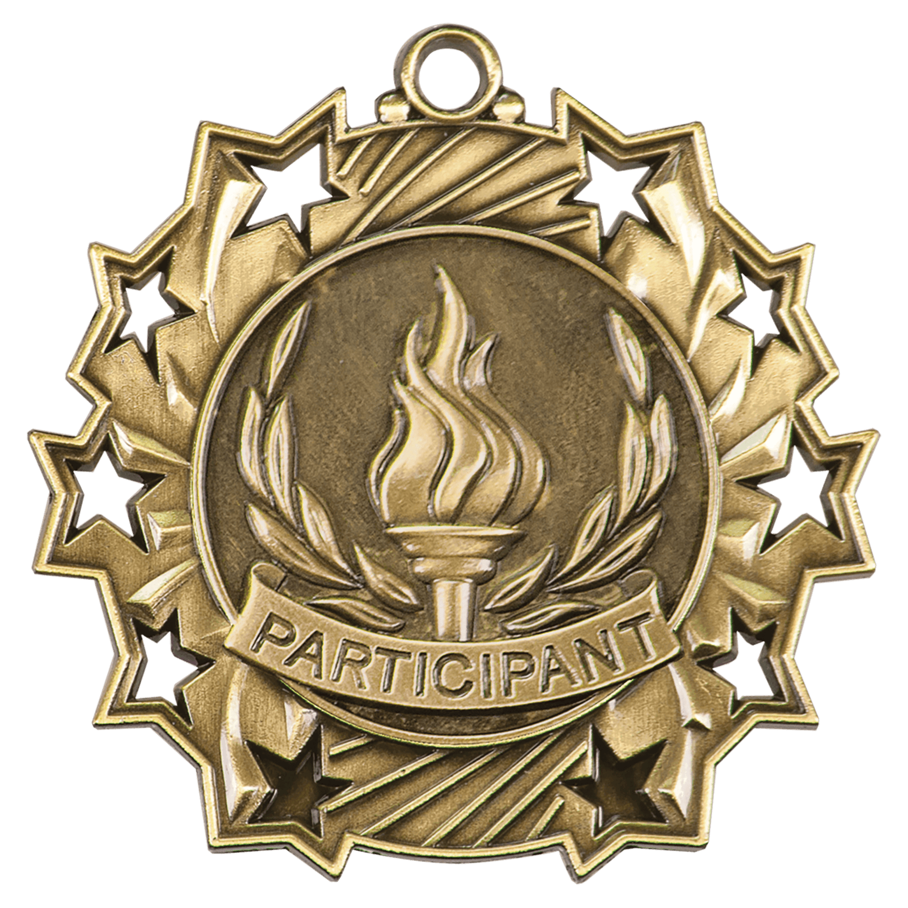 Antique Gold 2 1/4" Participant Ten Star Medal