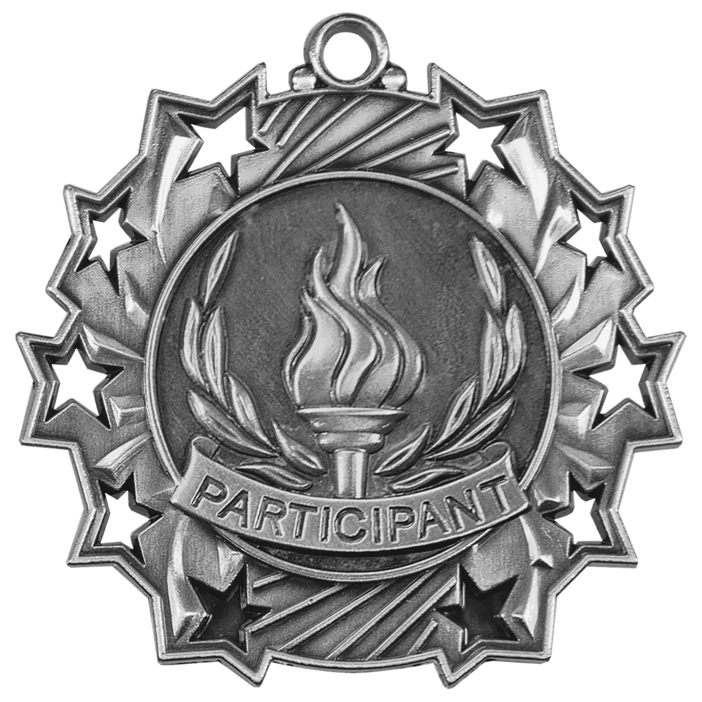 Antique Silver 2 1/4" Participant Ten Star Medal