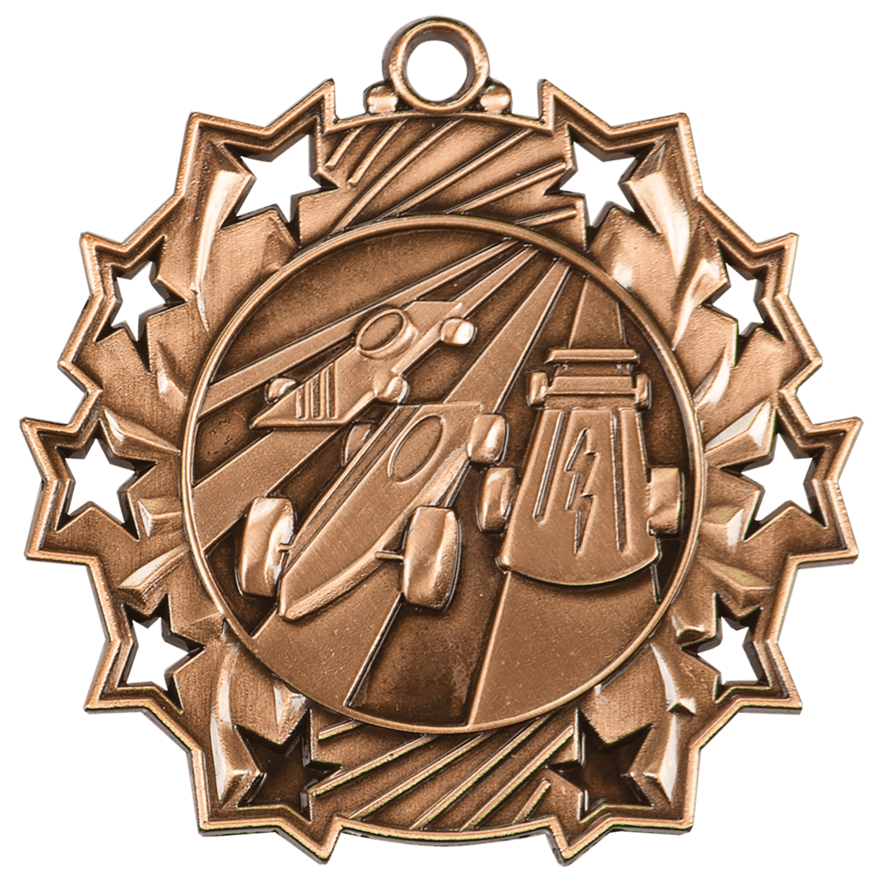 Antique Bronze 2 1/4" Pinewood Derby Ten Star Medal